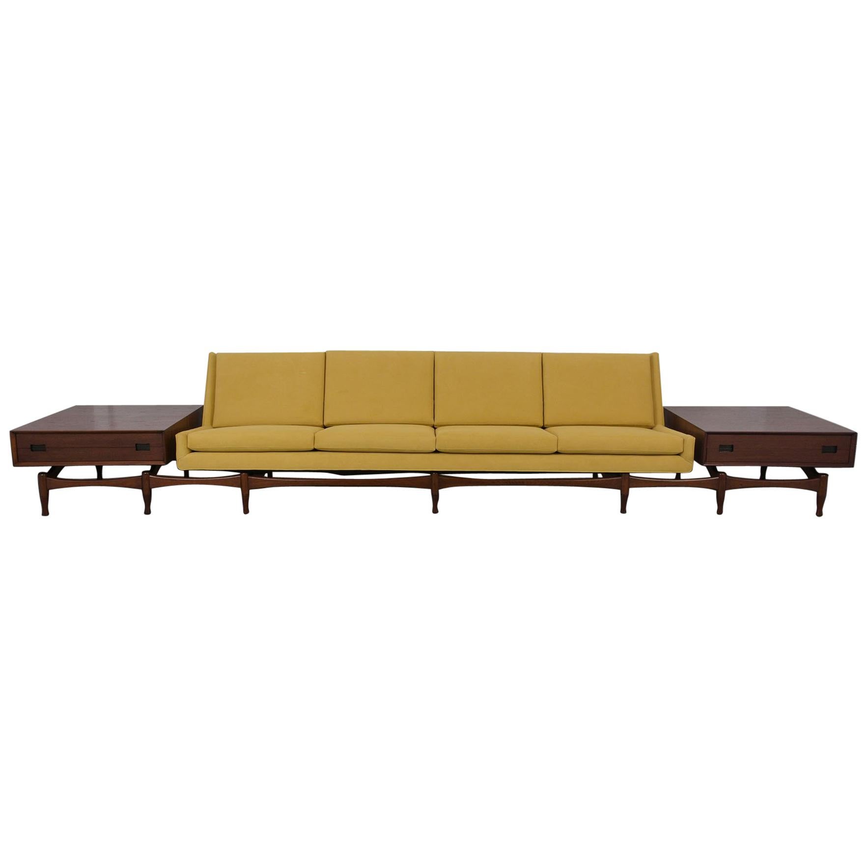Danish Executive Modern Sofa with Side Tables