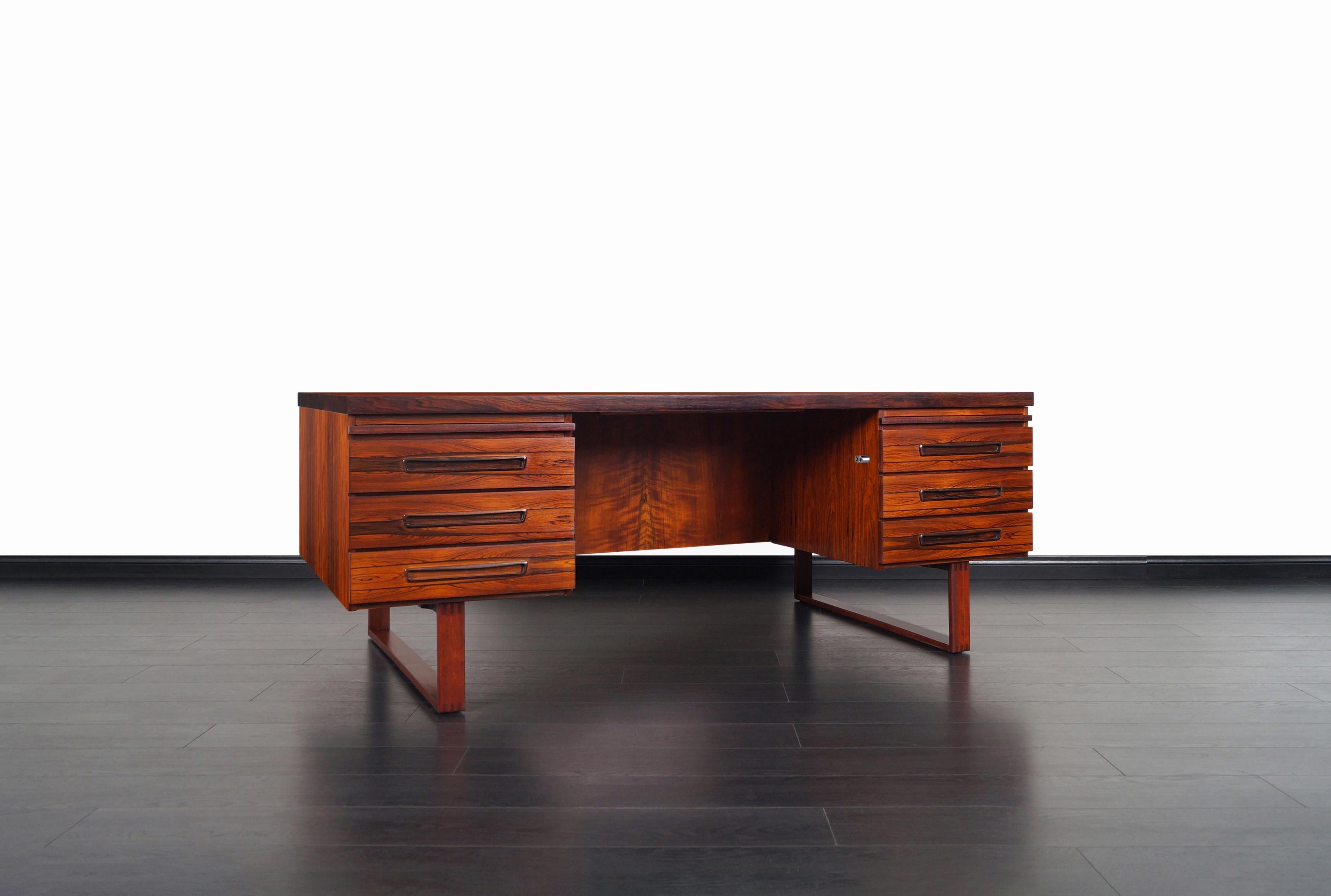 Mid-Century Modern Danish Modern Executive Rosewood Desk by Henning Jensen and Torbin Valeur