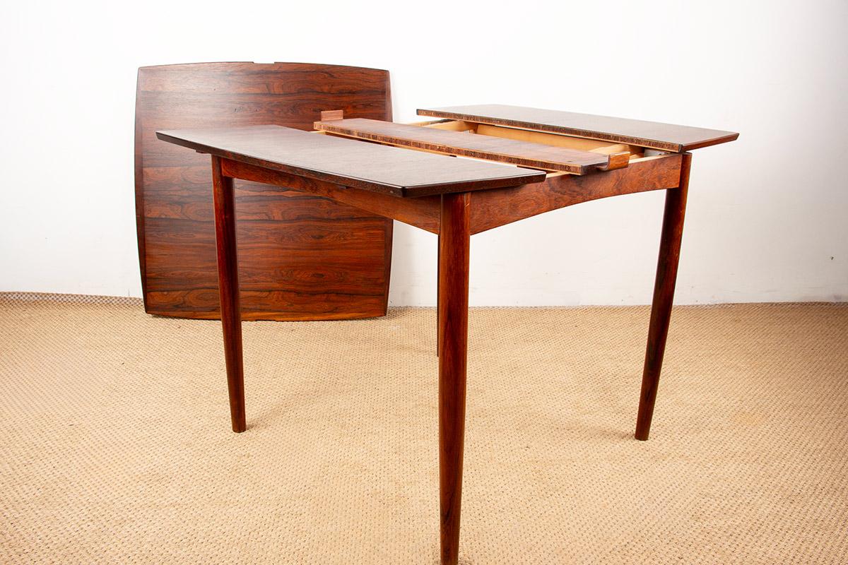 Danish extendable and reversible table, cards or dining, rosewood and felt 1960. For Sale 4