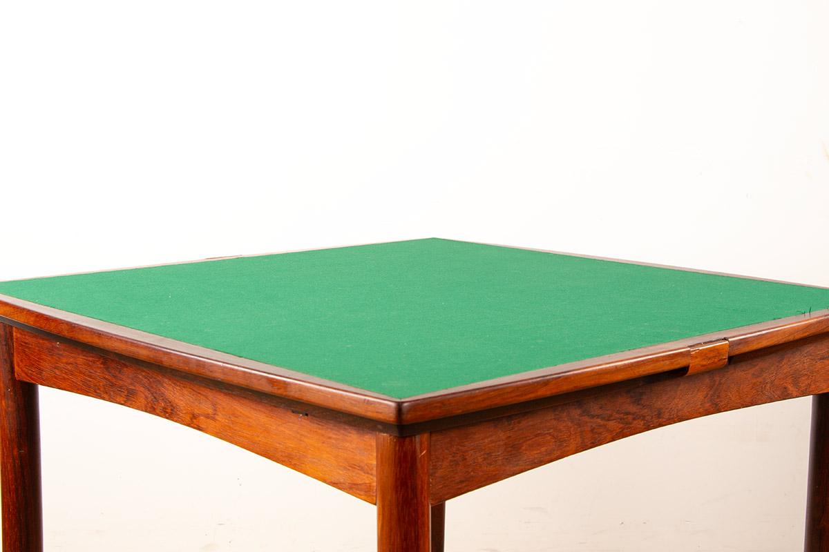 Danish extendable and reversible table, cards or dining, rosewood and felt 1960. For Sale 6