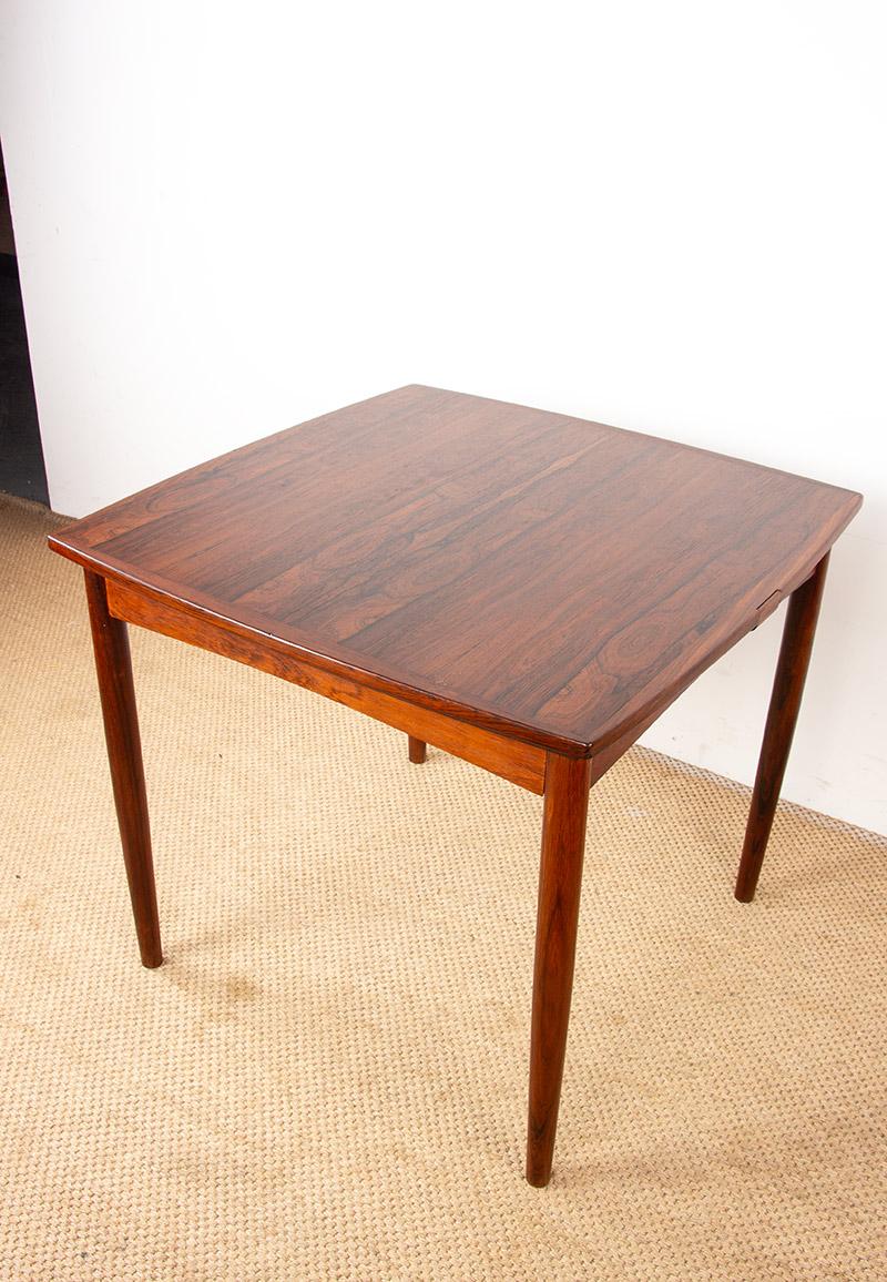Scandinavian Modern Danish extendable and reversible table, cards or dining, rosewood and felt 1960. For Sale