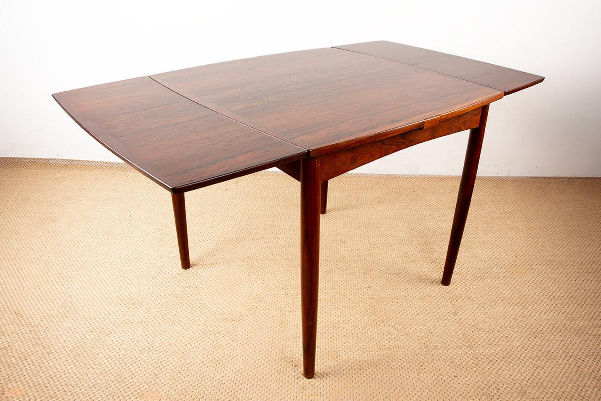 Danish extendable and reversible table, cards or dining, rosewood and felt 1960. For Sale 1