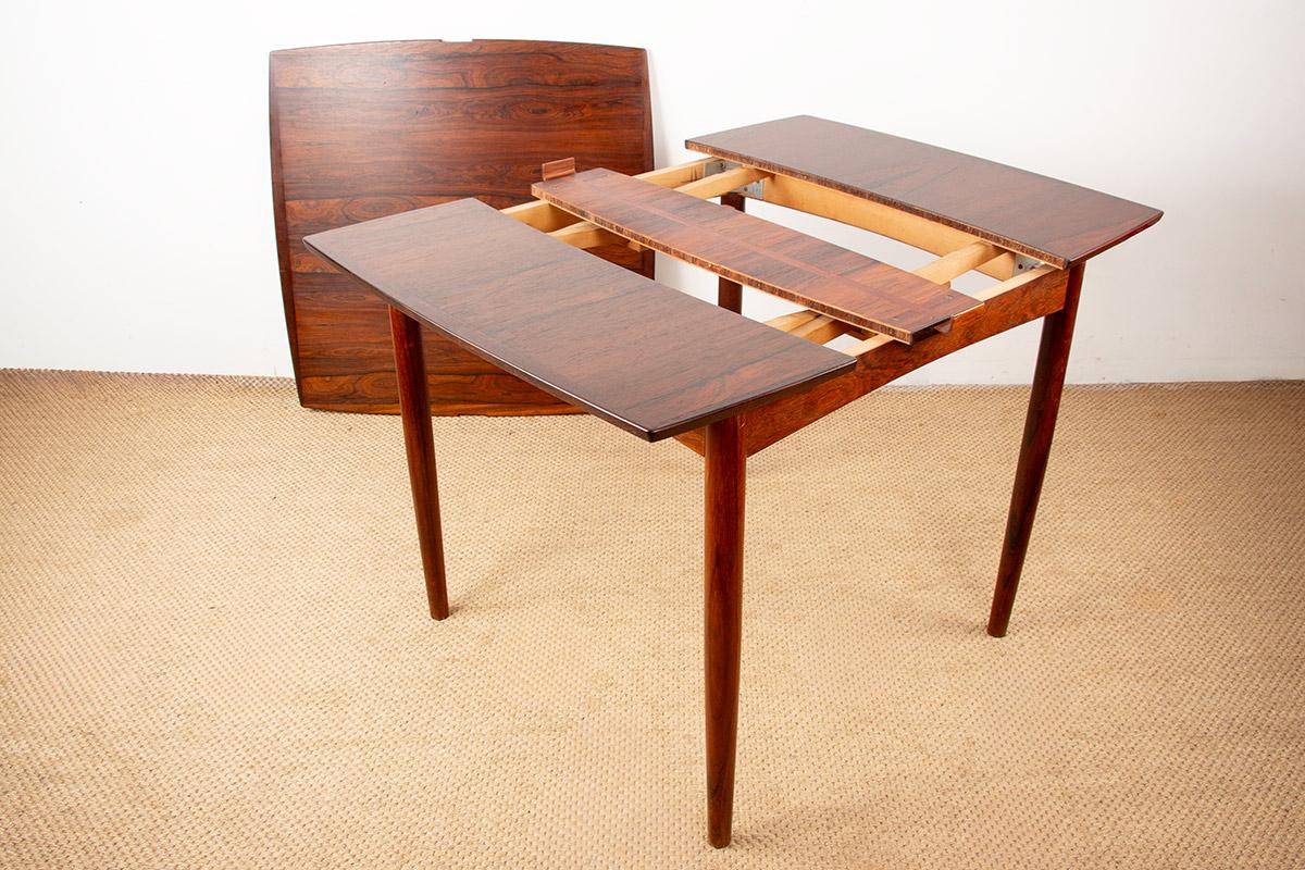 Danish extendable and reversible table, cards or dining, rosewood and felt 1960. For Sale 3