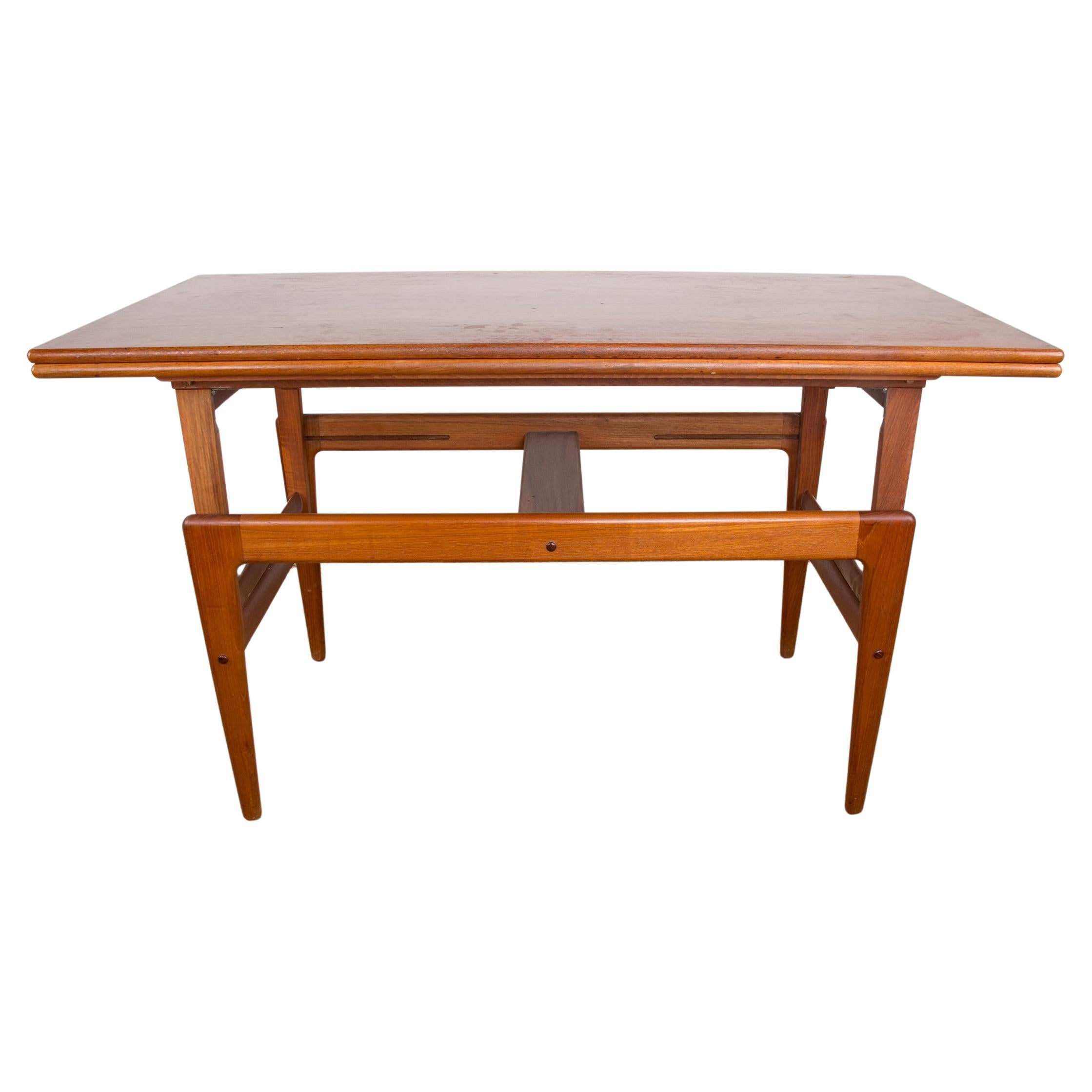 Danish extendable and transformable table, high and low, teak, Kai Kristiansen. For Sale