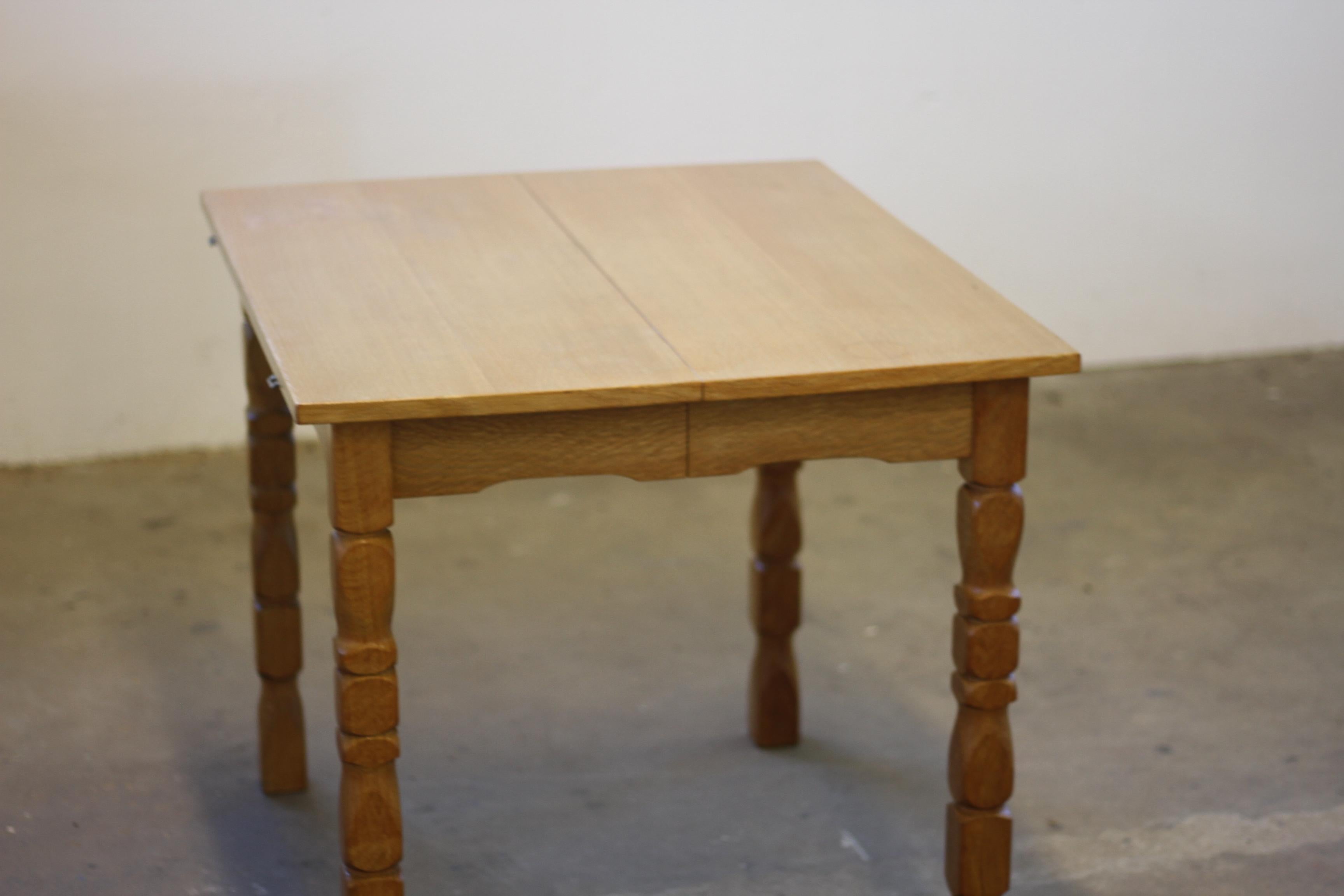 Danish Extendable Dining Table with leafs in Oak style of Henning Kjærnulf, 1960 For Sale 14