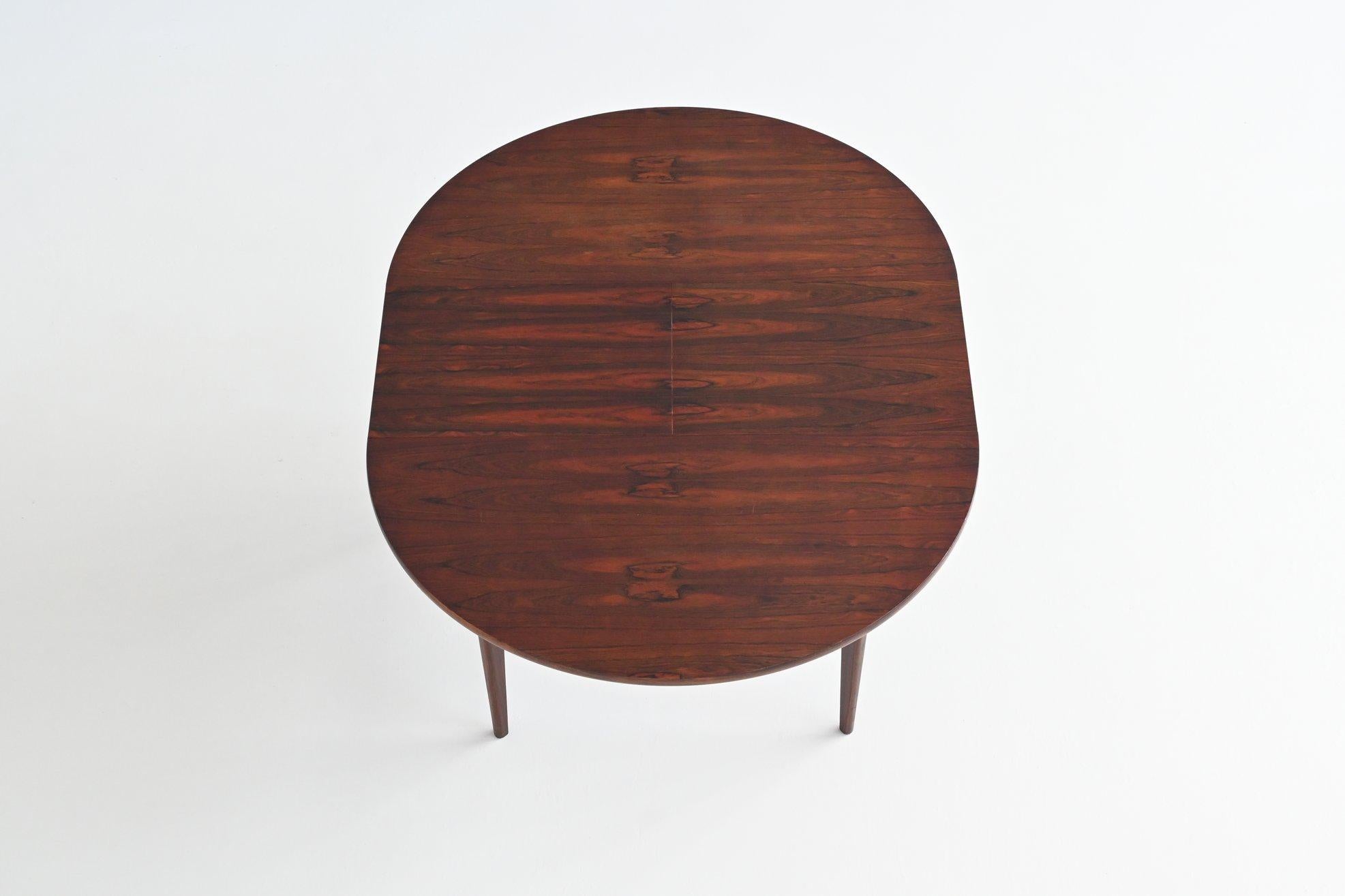 Danish extendable oval shaped dining table in rosewood Denmark 1960 5