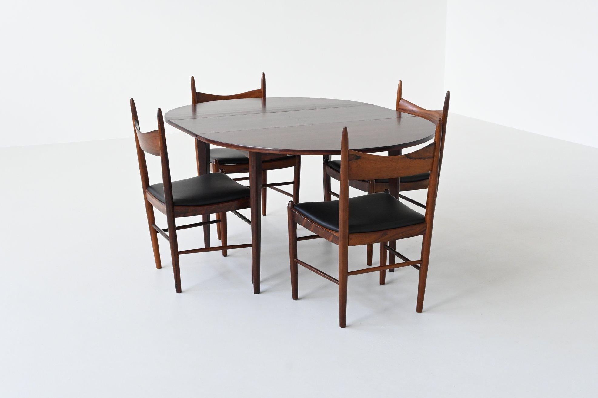 Danish extendable oval shaped dining table in rosewood Denmark 1960 12