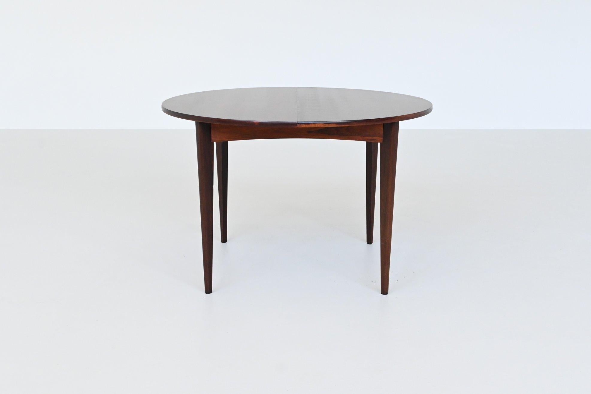 Danish extendable oval shaped dining table in rosewood Denmark 1960 1