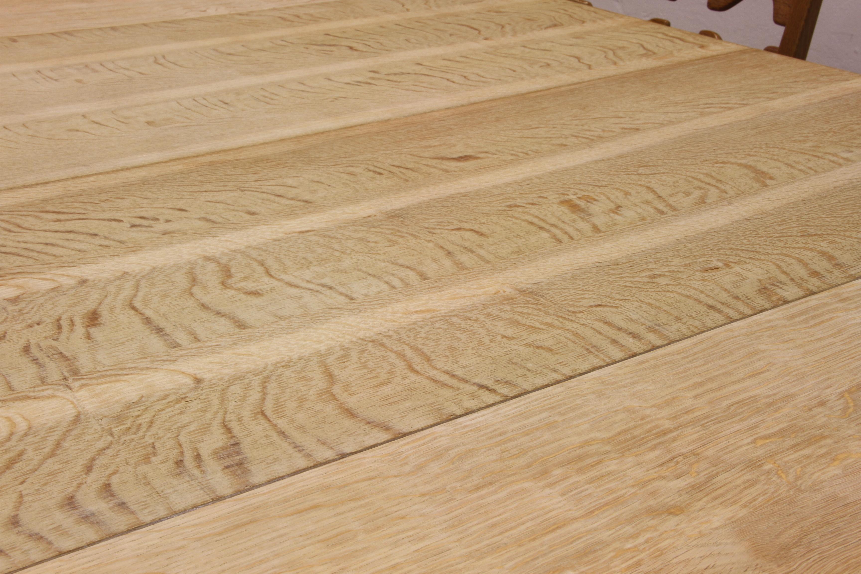 Danish Extending Dining Table in Light Raw Oak by Henning Kjærnulf 12