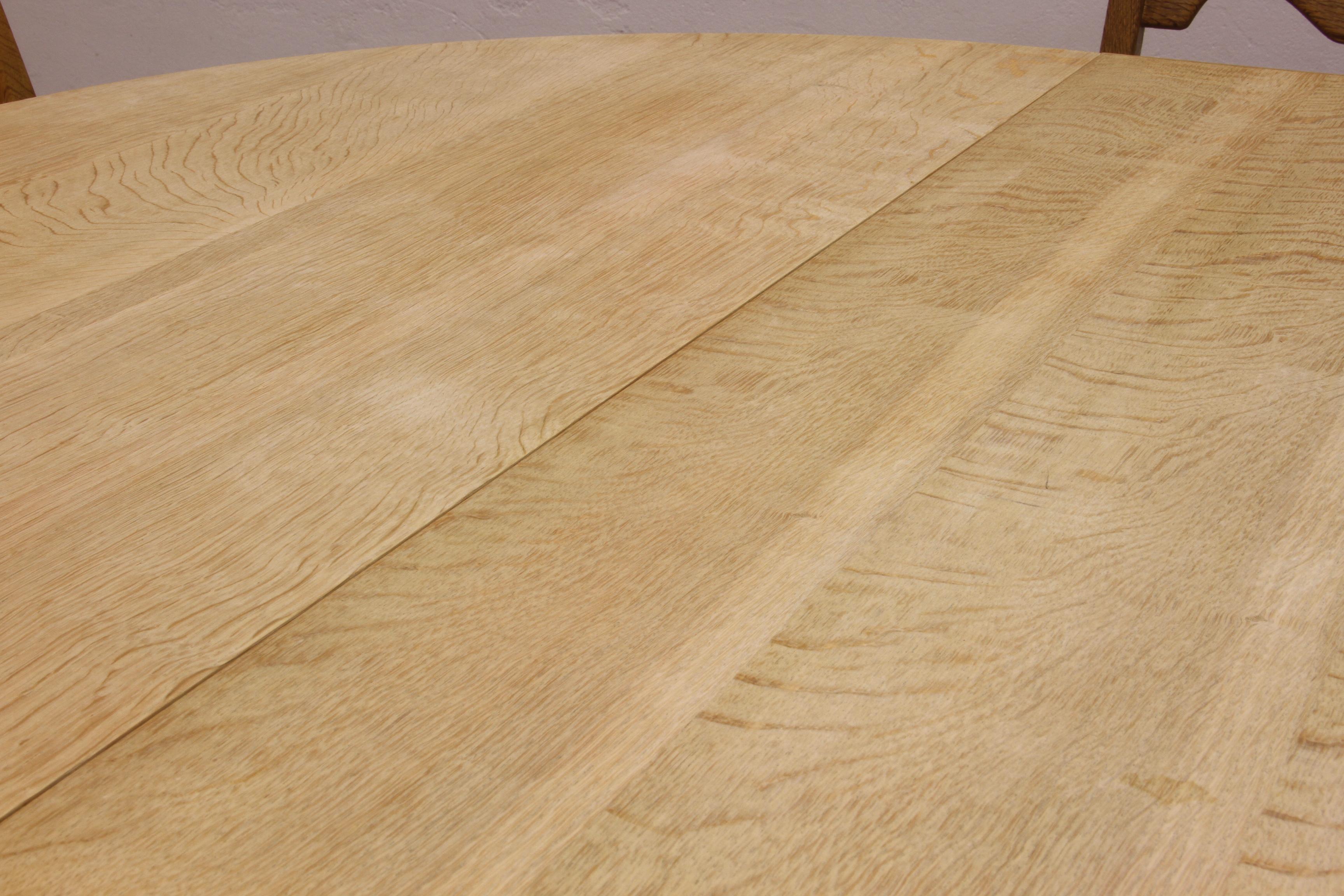 Danish Extending Dining Table in Light Raw Oak by Henning Kjærnulf 13