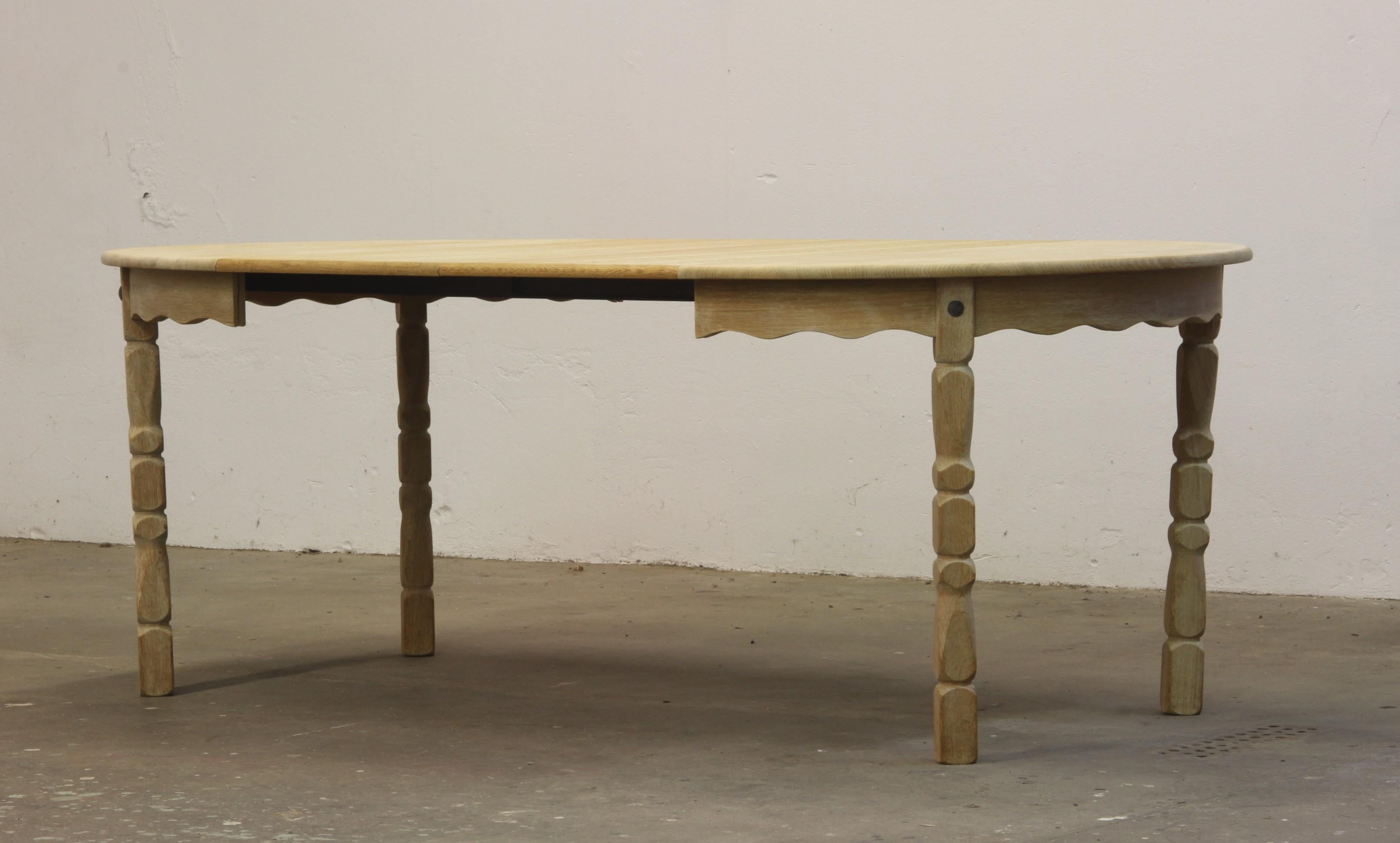Danish Extending Dining Table in Light Raw Oak by Henning Kjærnulf 2