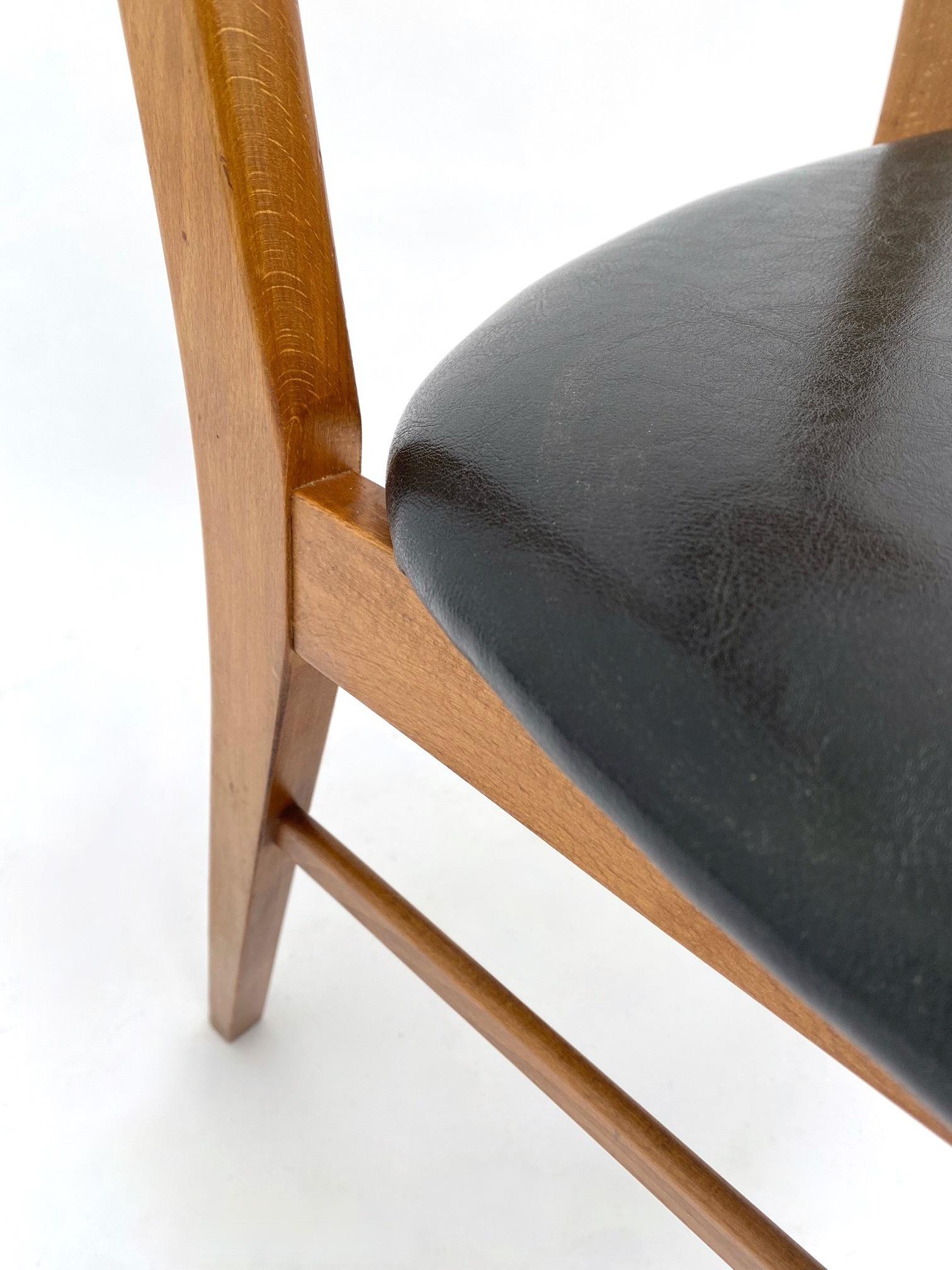 Danish Farsrup Set Of 4 Model 210 Teak & Beech Black Vinyl Dining Chairs 6