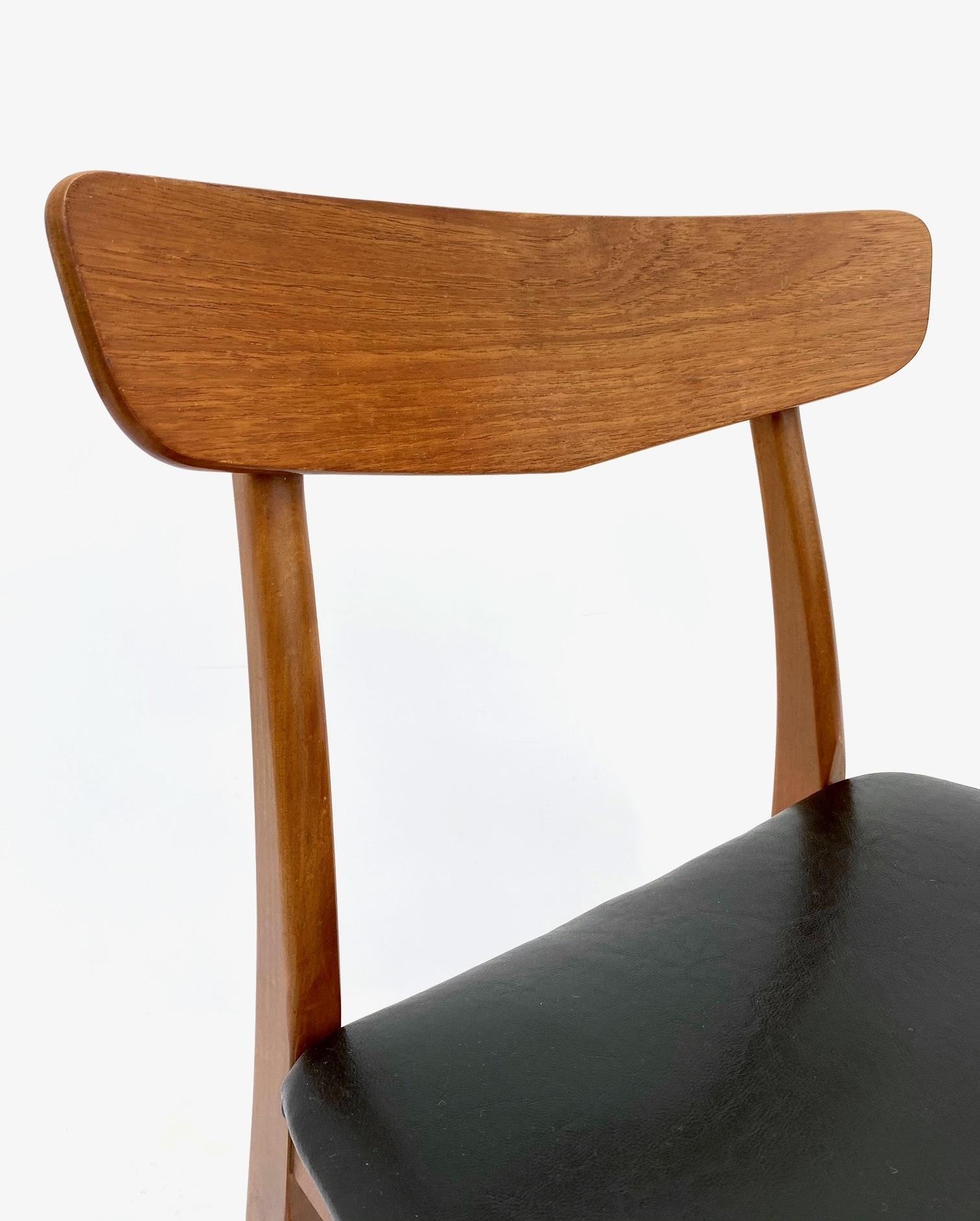 Danish Farstrup Set Of 4 Teak And Beech Black Vinyl Dining Chairs 6