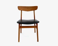Danish Farstrup Set Of 4 Teak And Beech Black Vinyl Dining Chairs