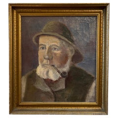 Ritratto di un pescatore danese, dipinto a olio, metà del secolo