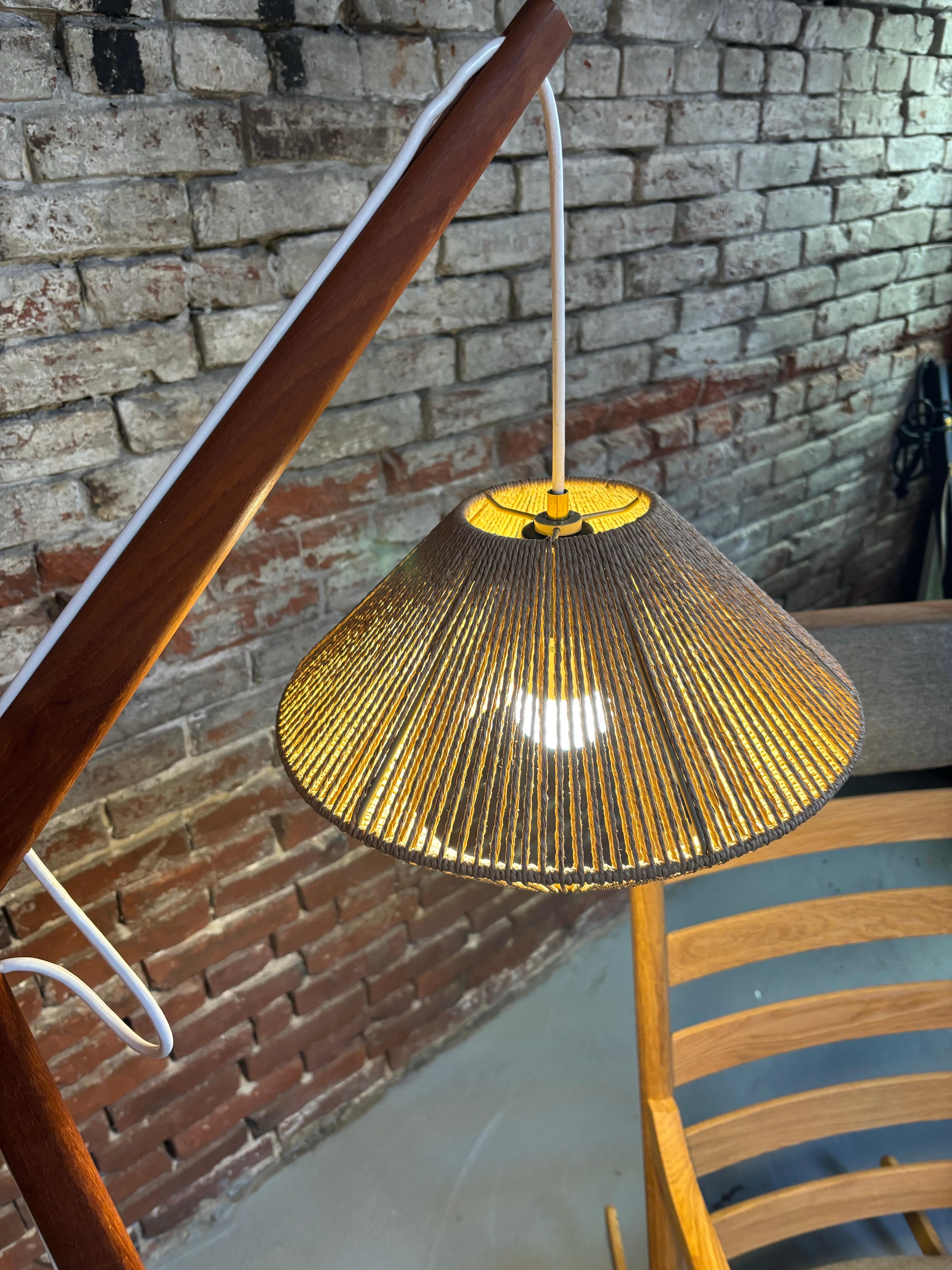 Danish Fishing Pole Lamp in the Style of Aage Holm Sorensen In Good Condition In Philadelphia, PA