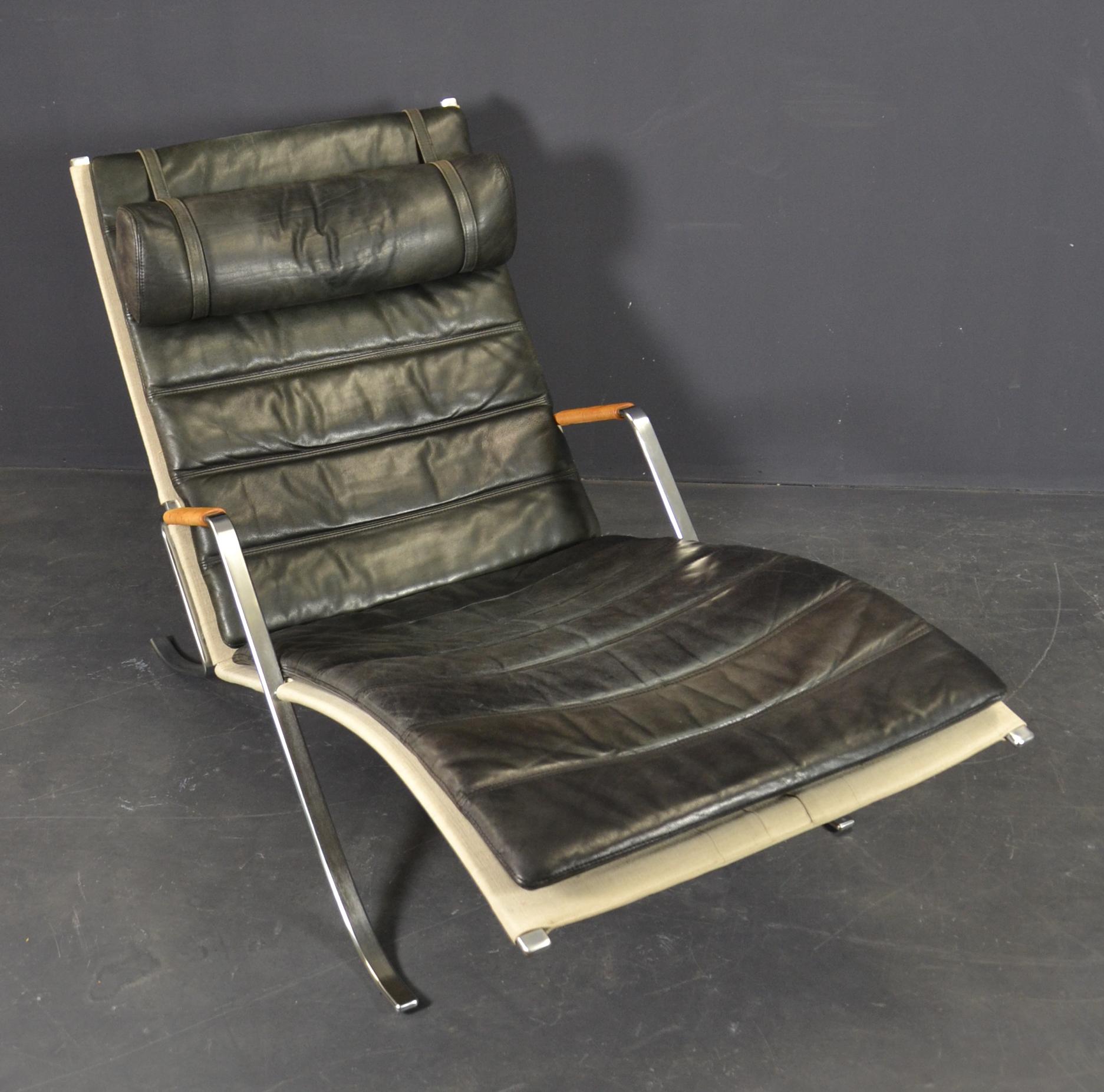 Danish FK 87 Grasshopper Chaise Lounge Fabricius & Kastholm, Lange Production 1