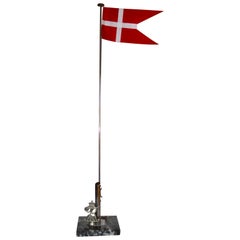Danish Flag Post on Marble Stand with Royal Monogram of King Frederik IX, 1947