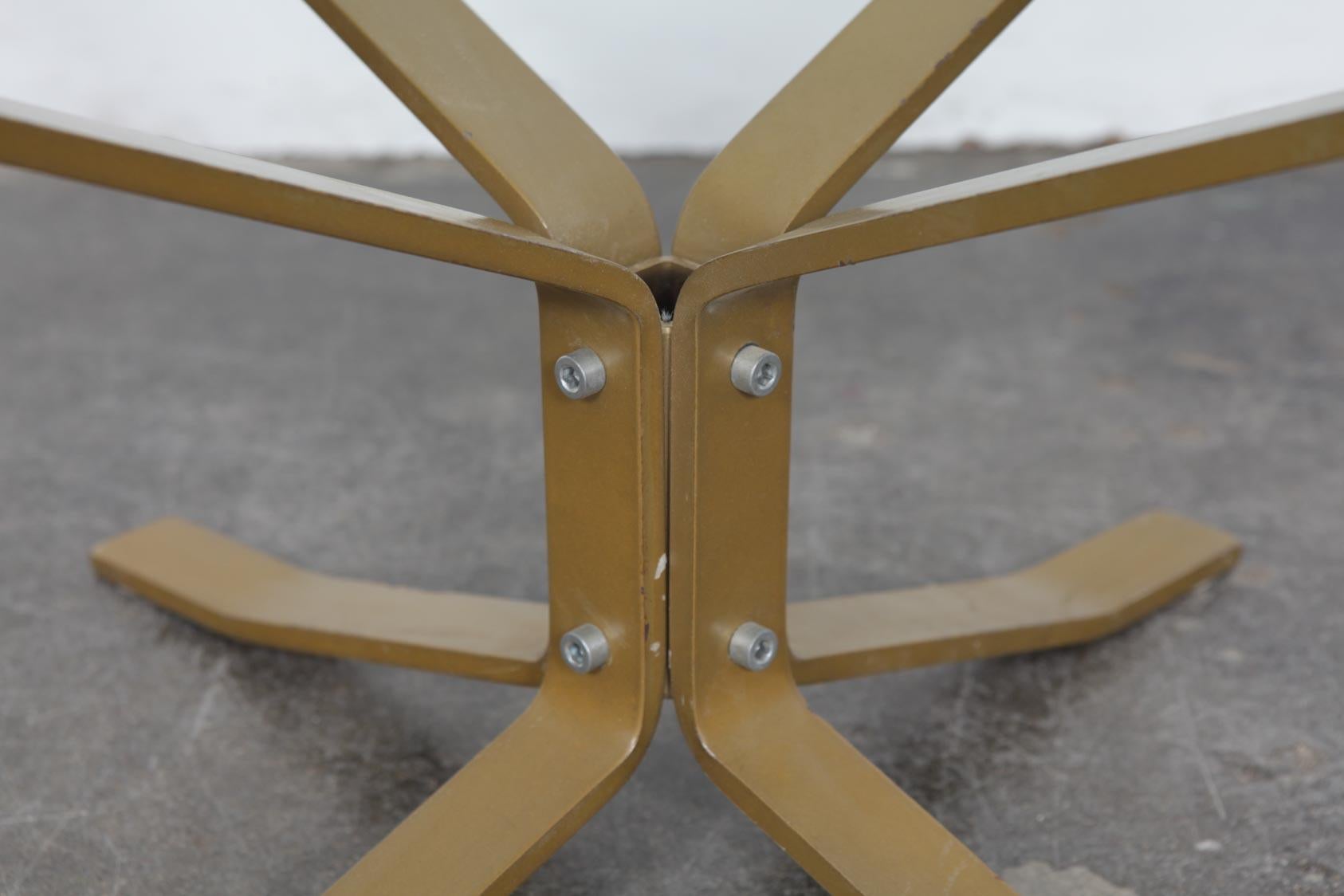 Danish Flat Bar Metal and Glass Coffee Table in the Manner of Sigurd Ressel 2