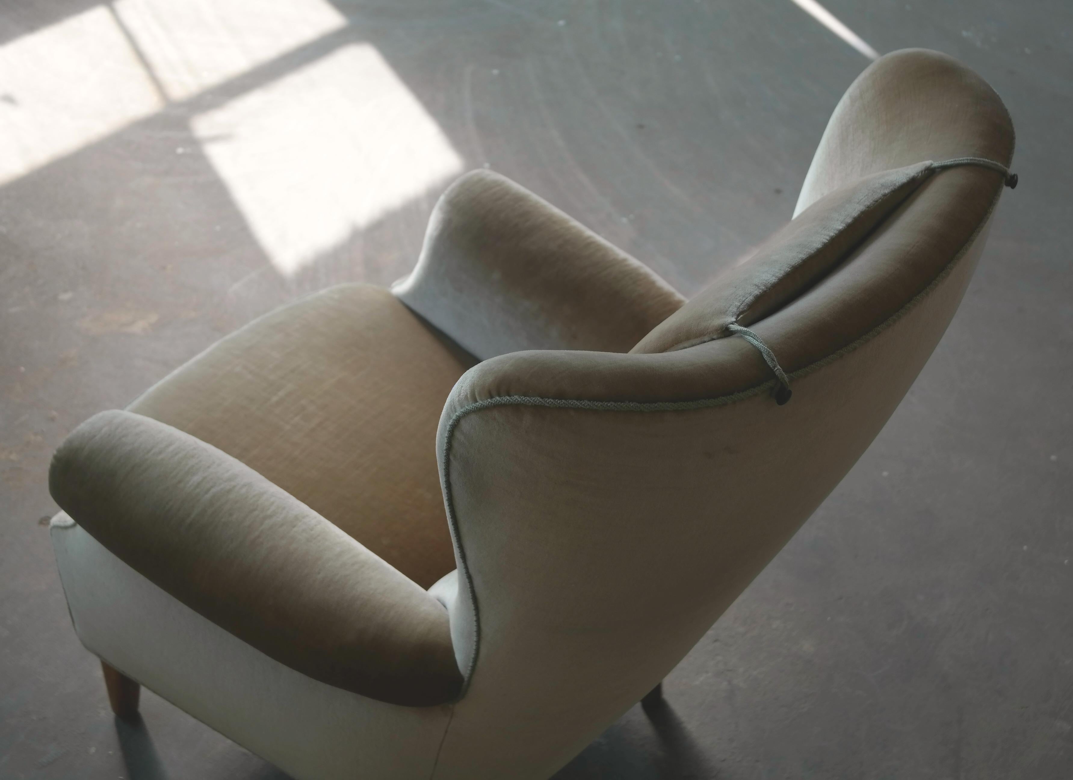 Dänischer Flemming Lassen oder Fritz Hansen Stil 1940er Jahre High Back Lounge Chair 1