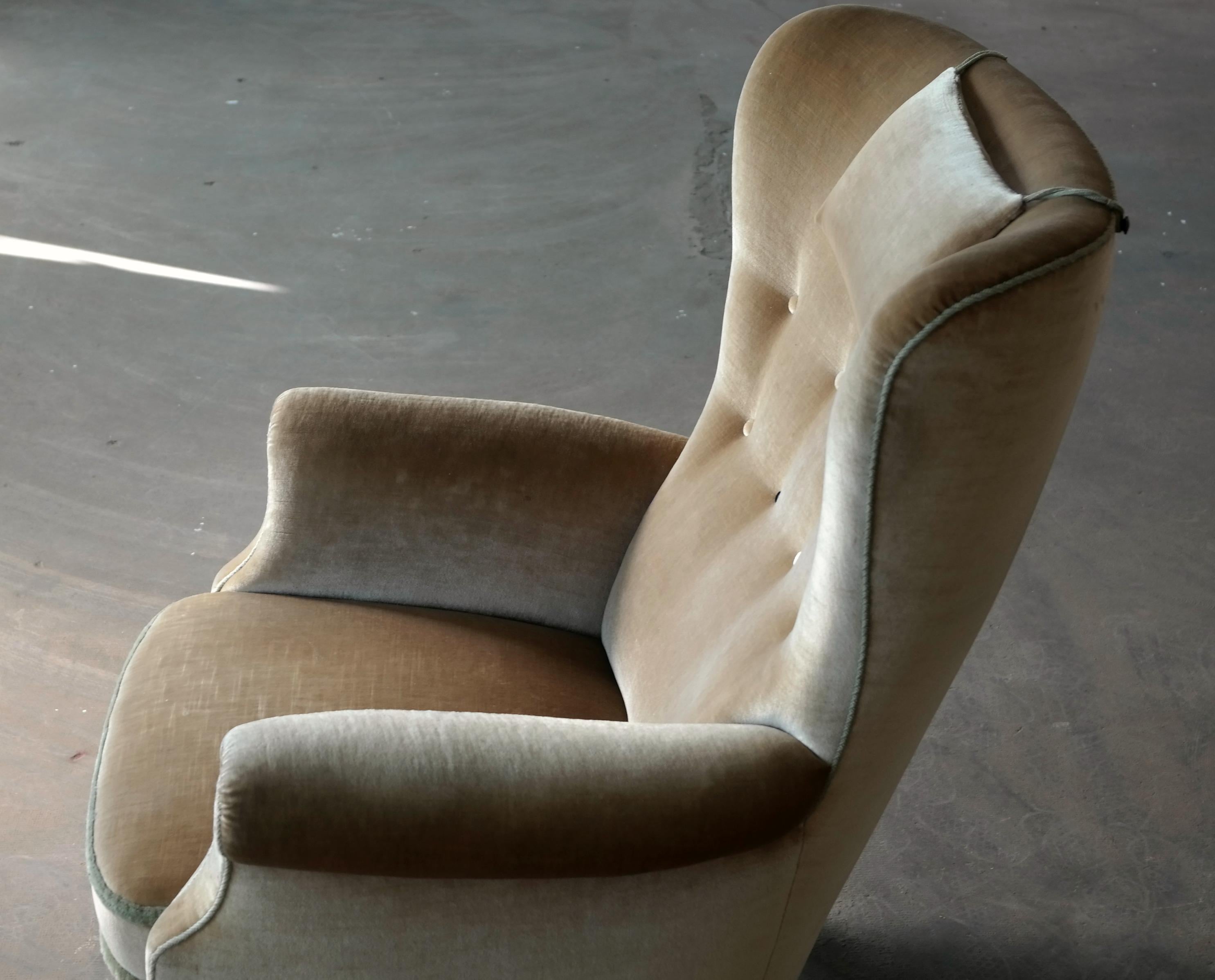 Dänischer Flemming Lassen oder Fritz Hansen Stil 1940er Jahre High Back Lounge Chair 2
