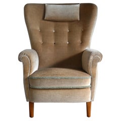 Dänischer Flemming Lassen oder Fritz Hansen Stil 1940er Jahre High Back Lounge Chair