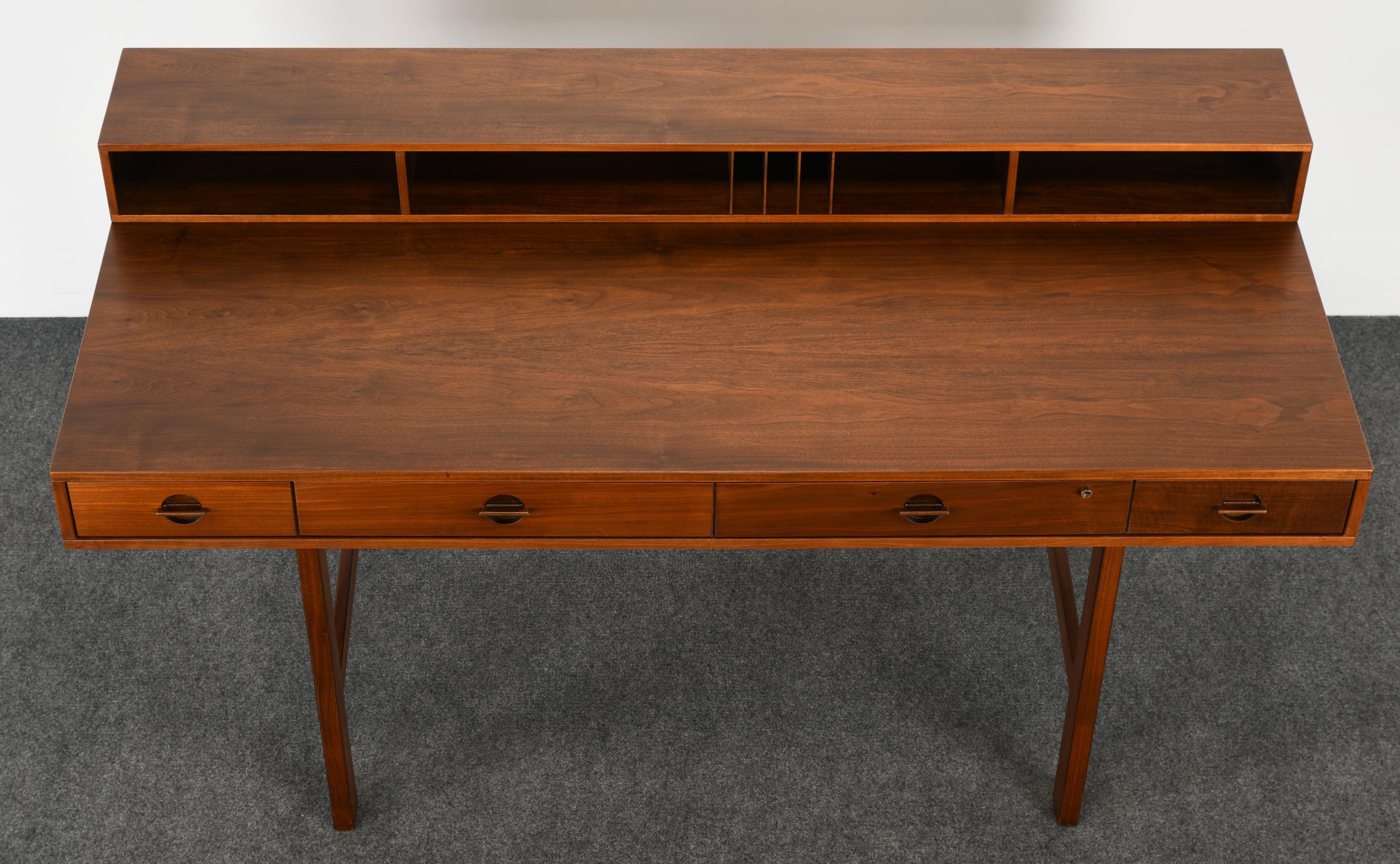 Scandinavian Modern Danish Flip-Top Desk by Jens Quistgaard for Peter Lovig Nielsen in Walnut, 1969