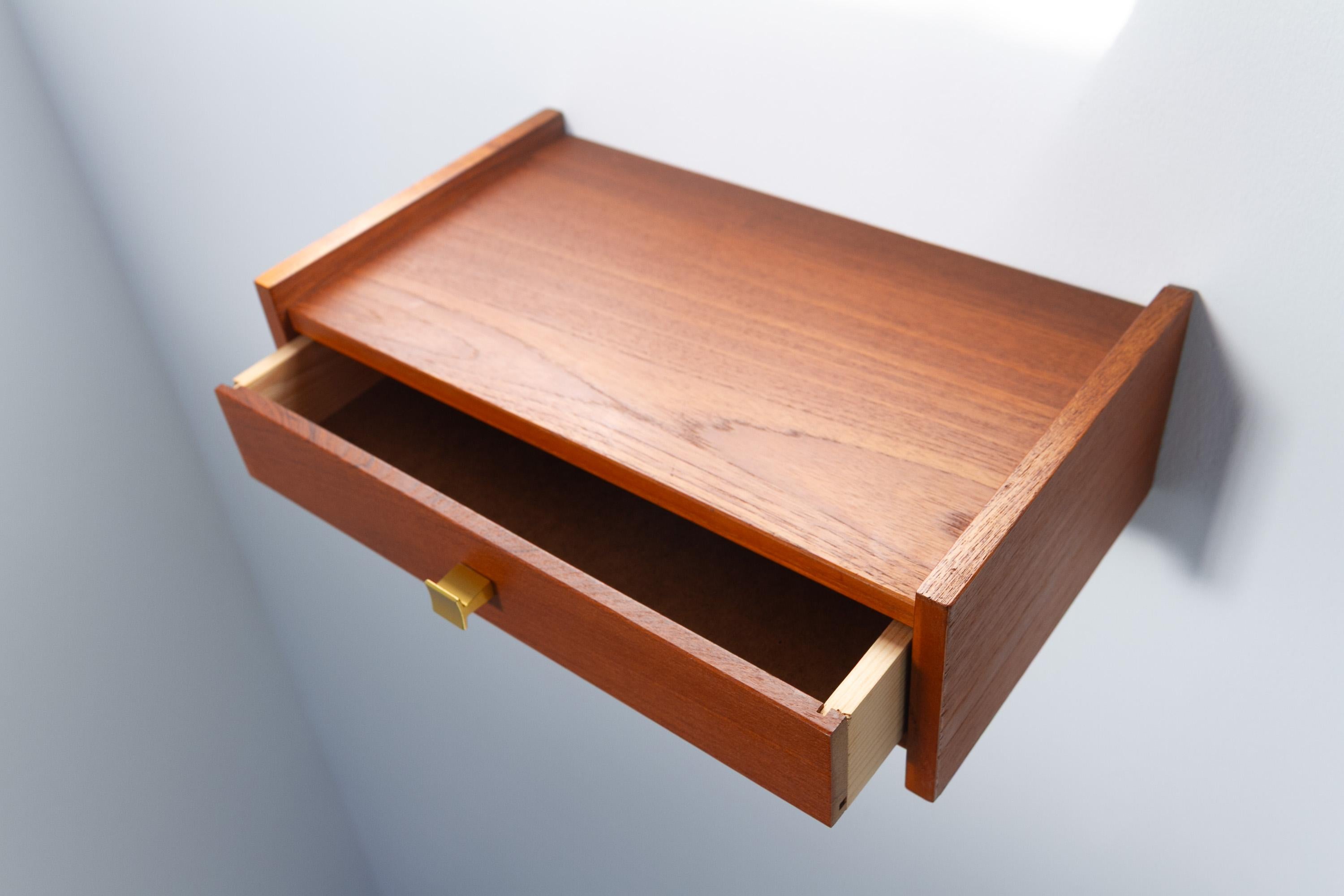 Danish Floating Teak Shelf with Drawer, 1960s. For Sale 6