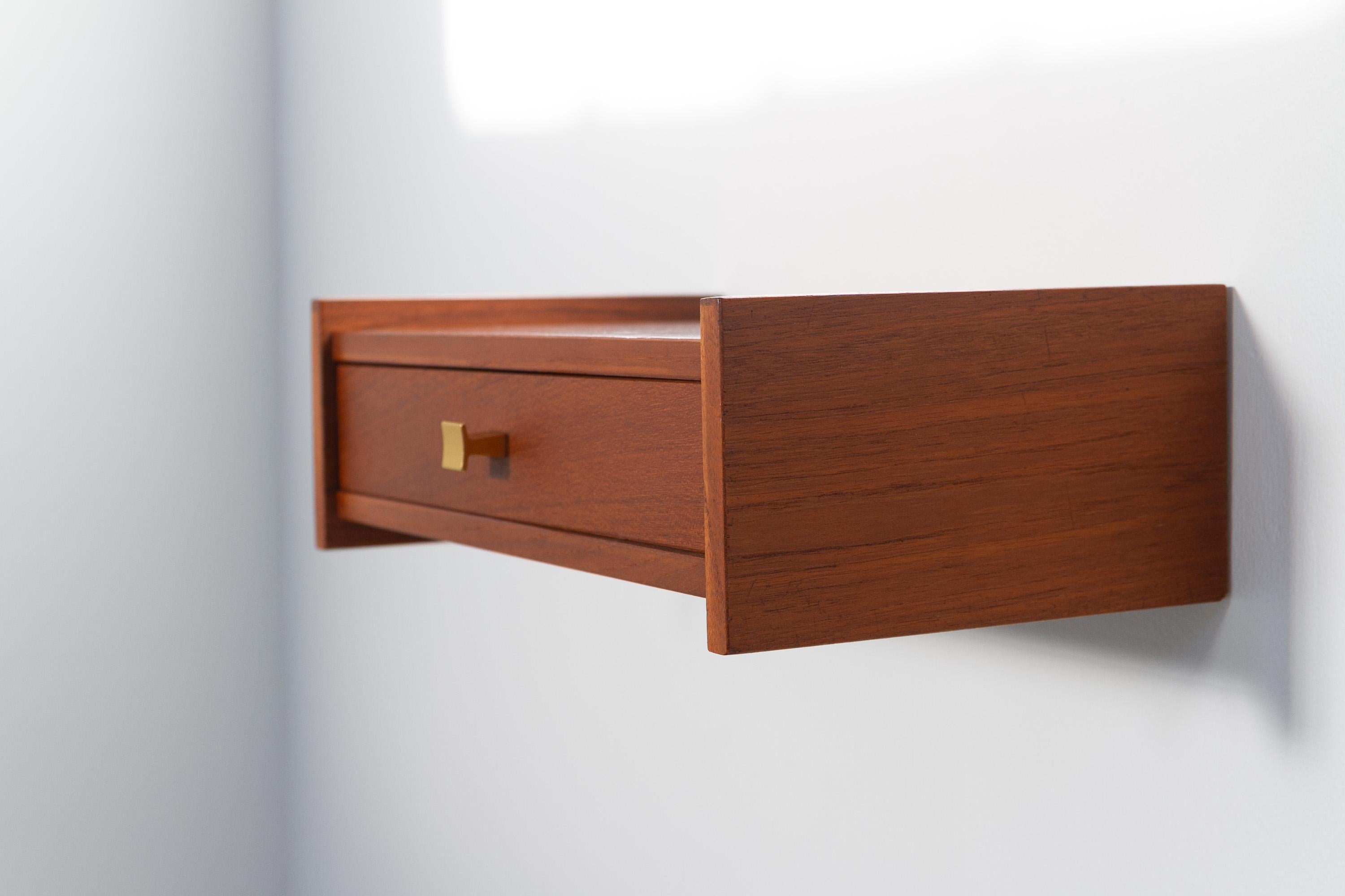 Danish Floating Teak Shelf with Drawer, 1960s. For Sale 4