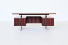 Danish floating writing desk in rosewood and chrome Denmark 1960