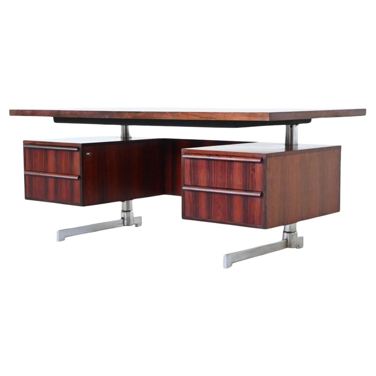 Danish floating writing desk in rosewood and chrome Denmark 1960