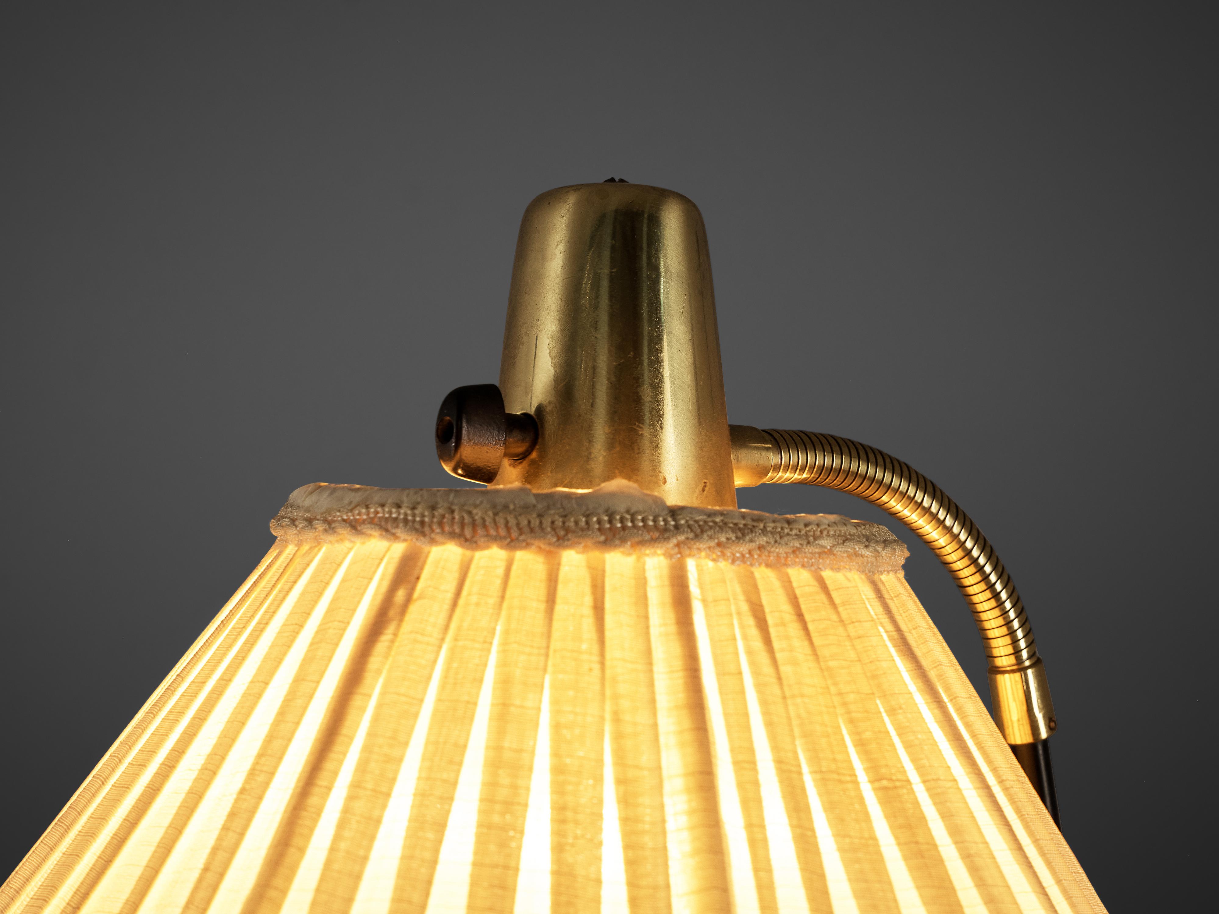 Mid-20th Century Danish Floor Lamp in Metal with Fabric Shade