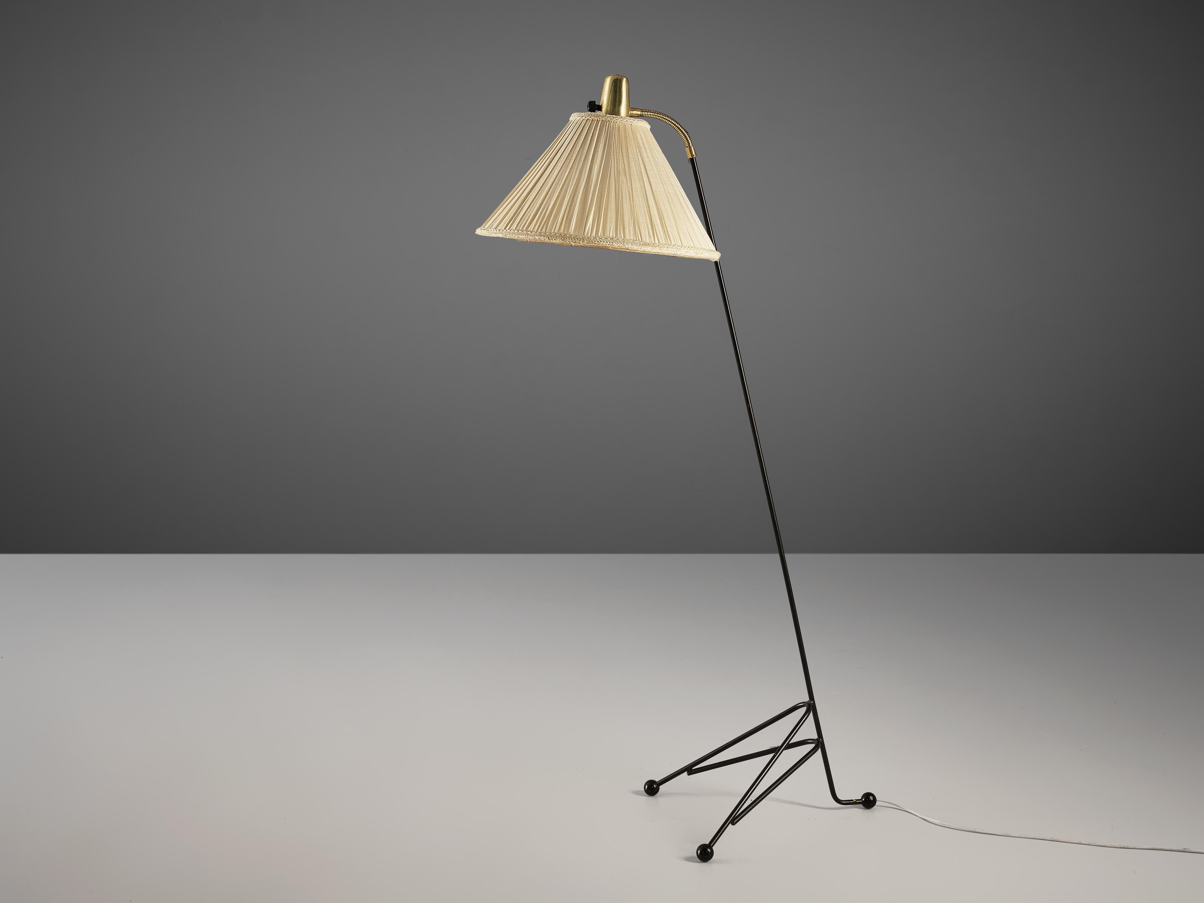 Danish Floor Lamp in Metal with Fabric Shade 2