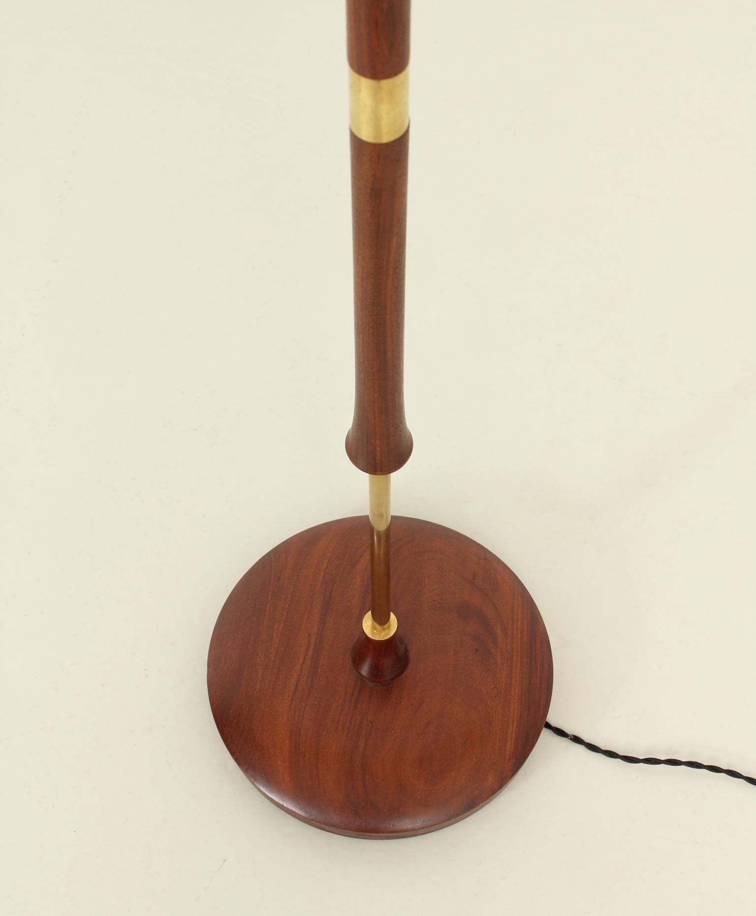Danish Floor Lamp in Teak Wood and Brass, 1950's 2