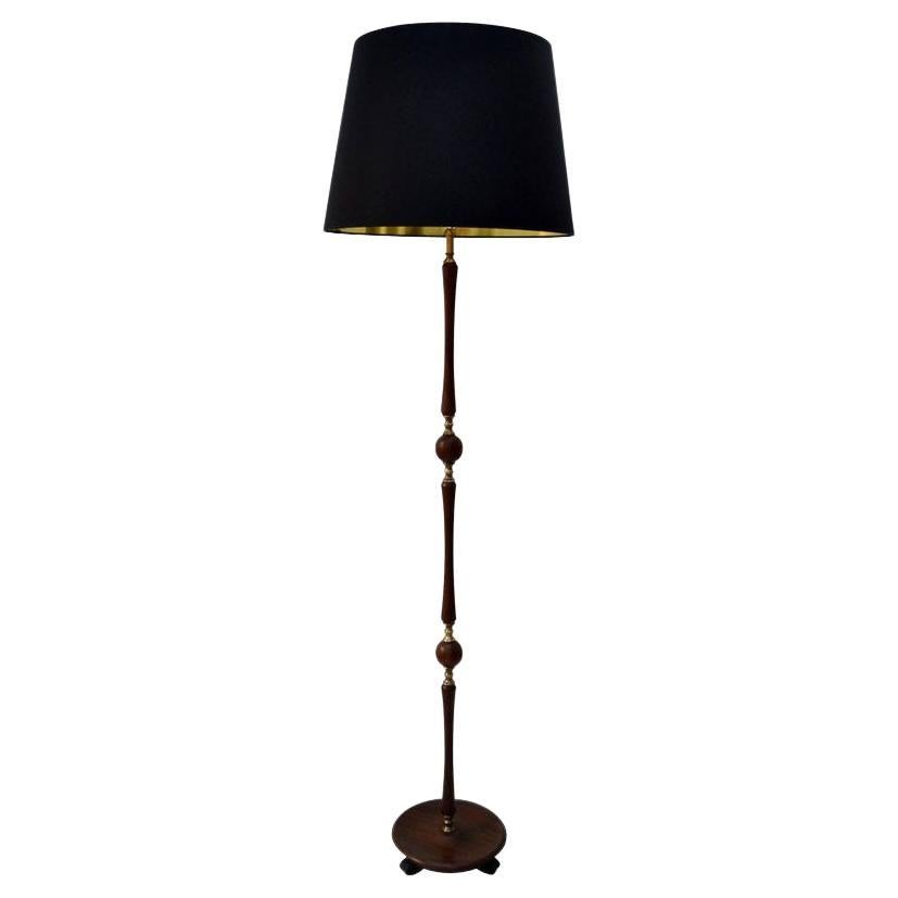 Danish Modern Teak Floor Lamp with Brass Details, 1960s at 1stDibs