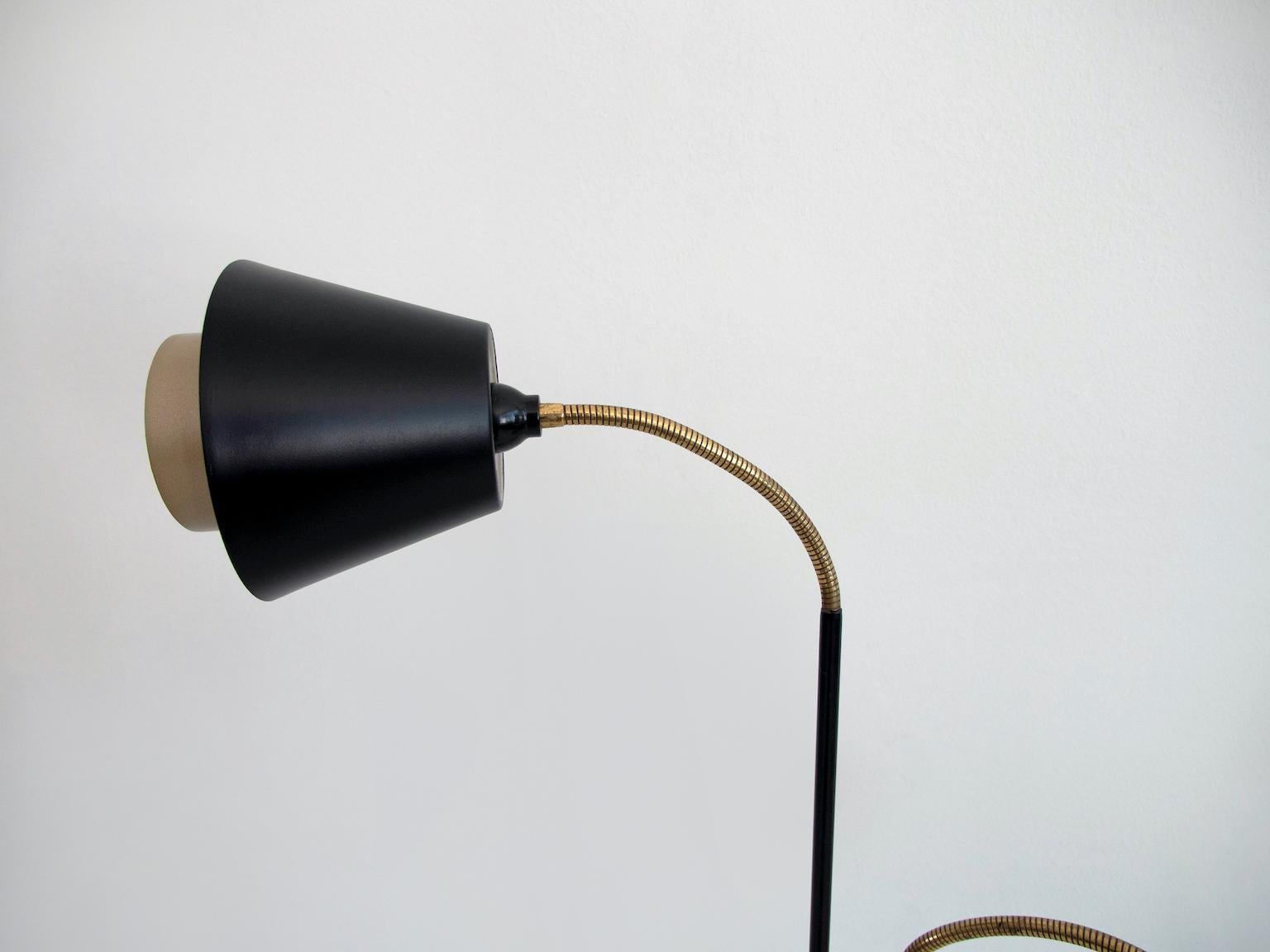 Scandinavian Modern Danish Floor Lamp with Two Adjustable Lights