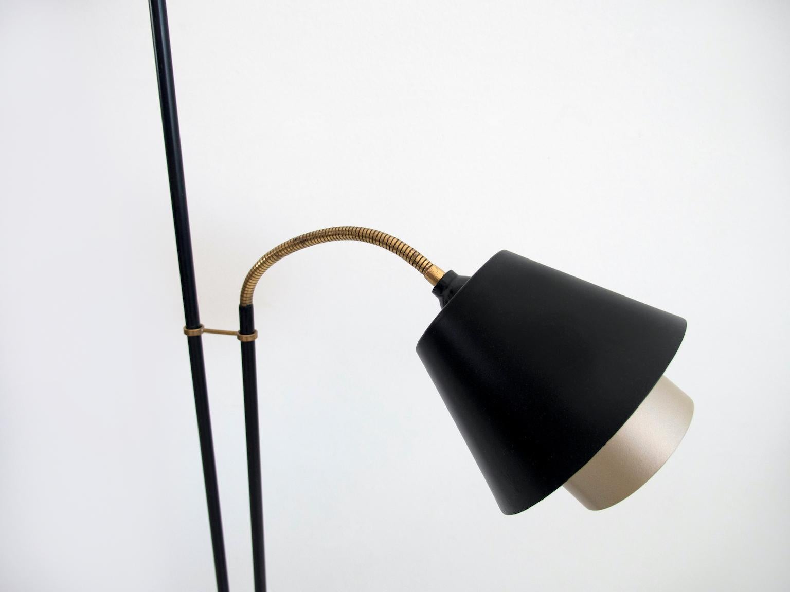 20th Century Danish Floor Lamp with Two Adjustable Lights