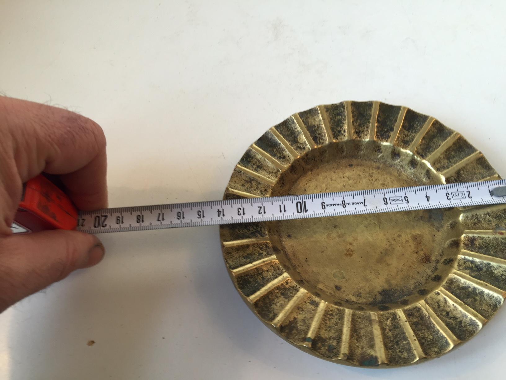 Patinated Danish Fluted Bronze Ashtray or Coin Tray from Ægte Bronce, 1930s
