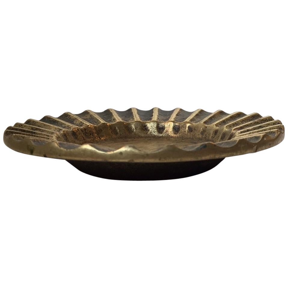 Danish Fluted Bronze Ashtray or Coin Tray from Ægte Bronce, 1930s