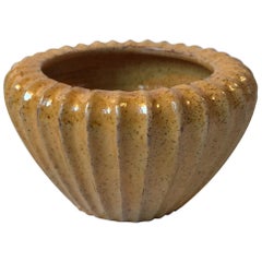 Danish Fluted Yellow Pottery Vase by Carl Vilhelm Brack, 1966