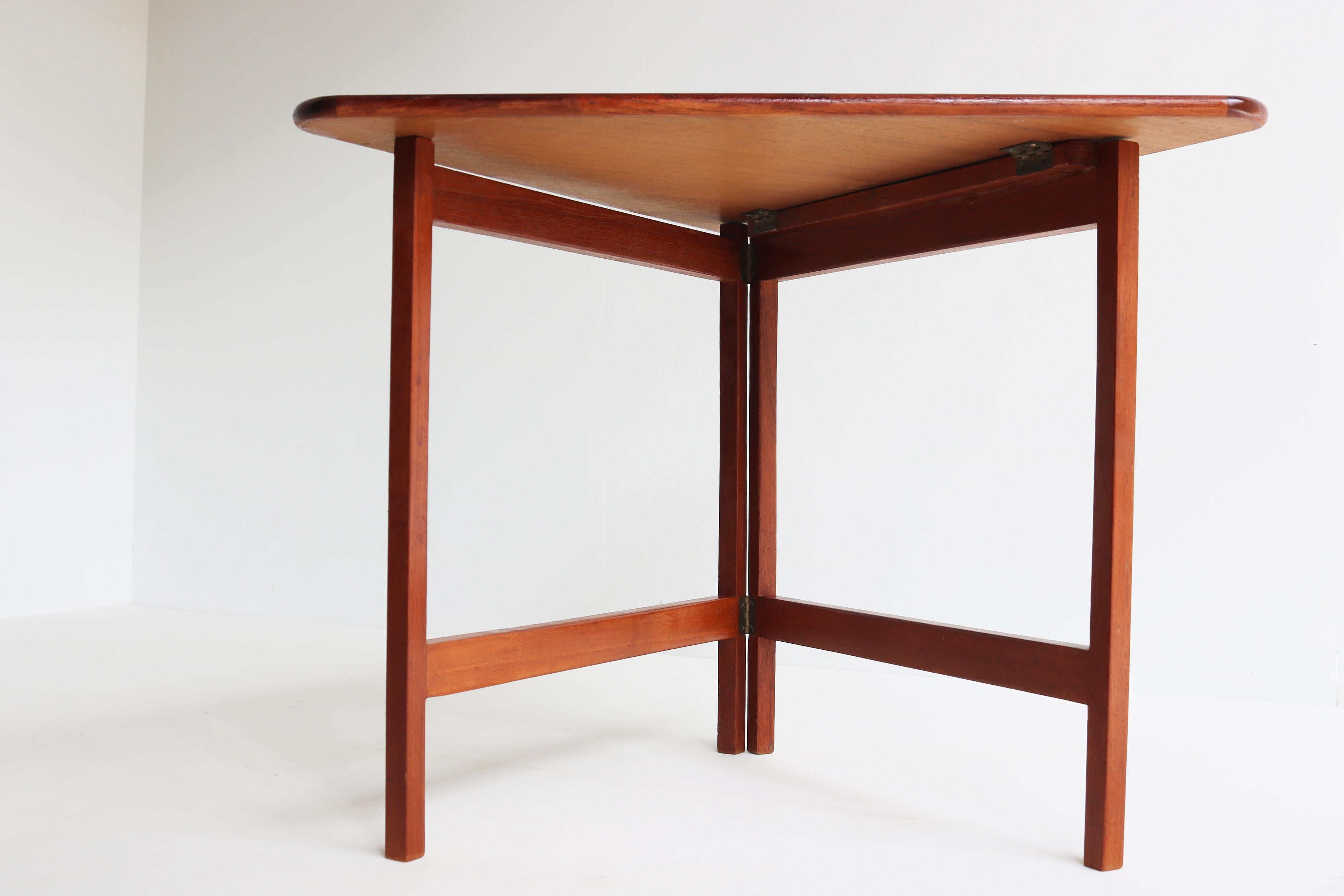 Teak Danish Foldable Side Table in teak Designed by Illum Wikkelsø for CFC Silkeborg For Sale