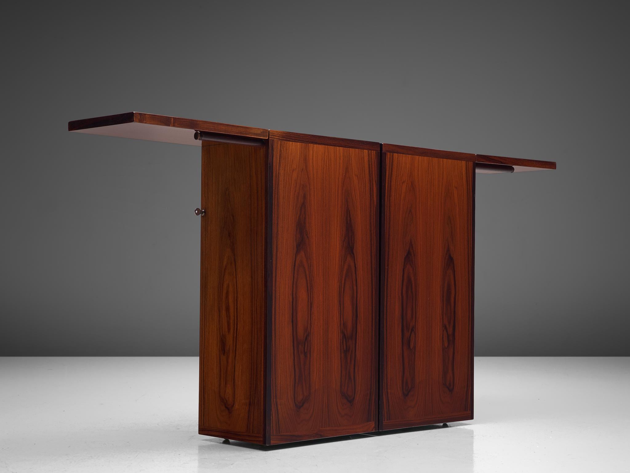 Danish Folding Bar in Rosewood, 1970s In Good Condition In Waalwijk, NL