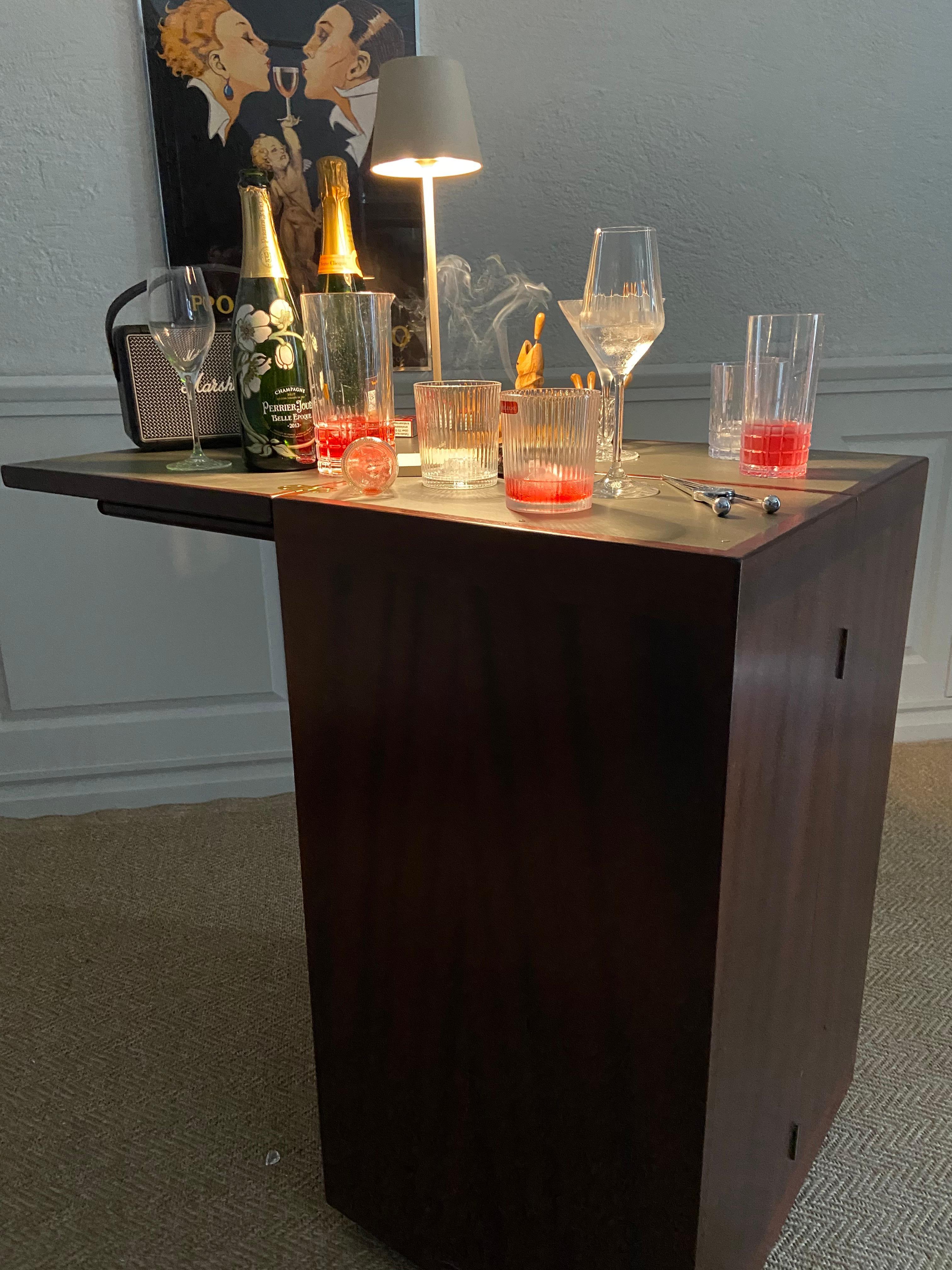 Bar pliant danois avec meuble rotatif de Reno Wahl pour Drylund, années 1960 en vente 2