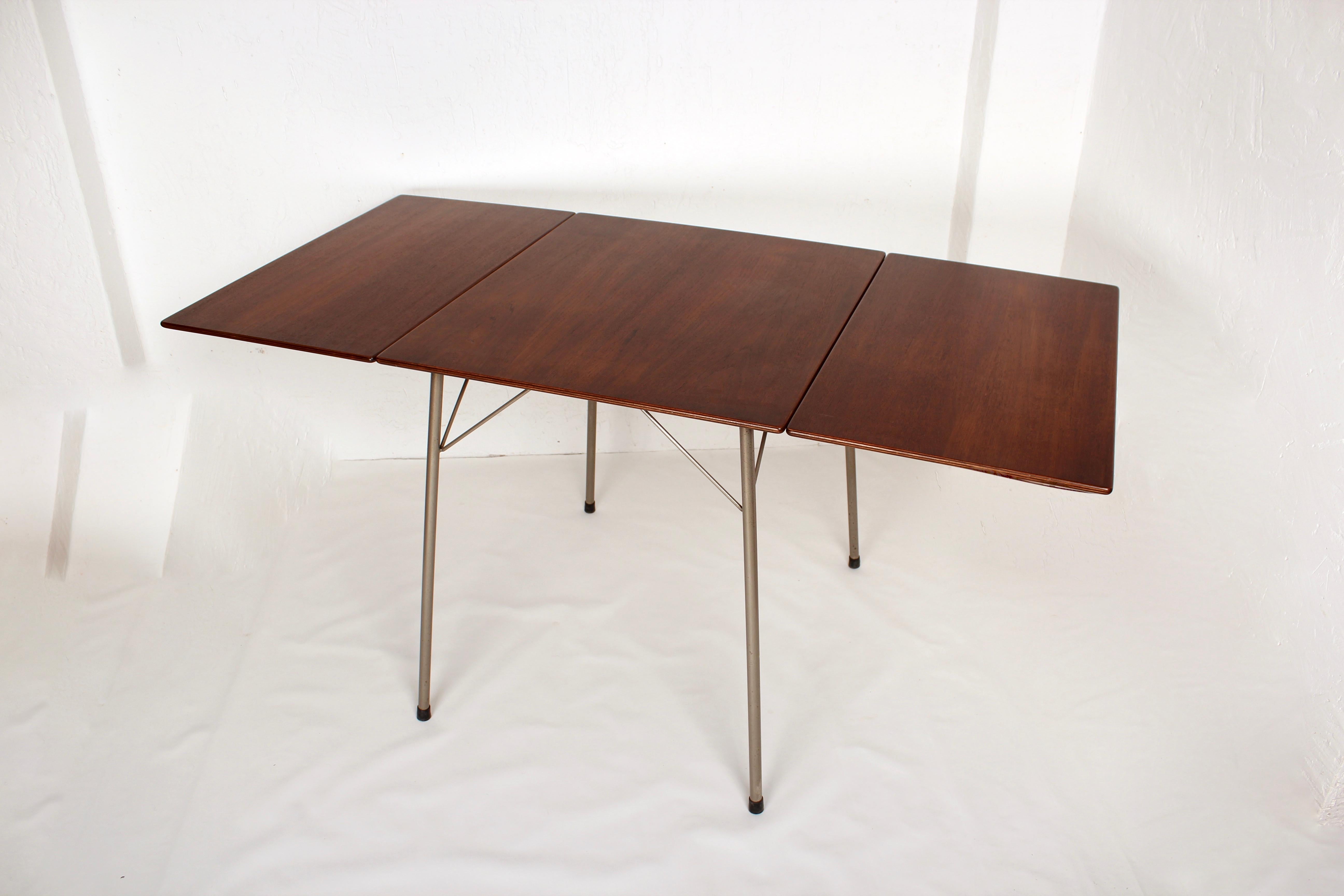 Metal Danish Folding Dining Table by Arne Jacobsen for Fritz Hansen Model 3601, 1950s