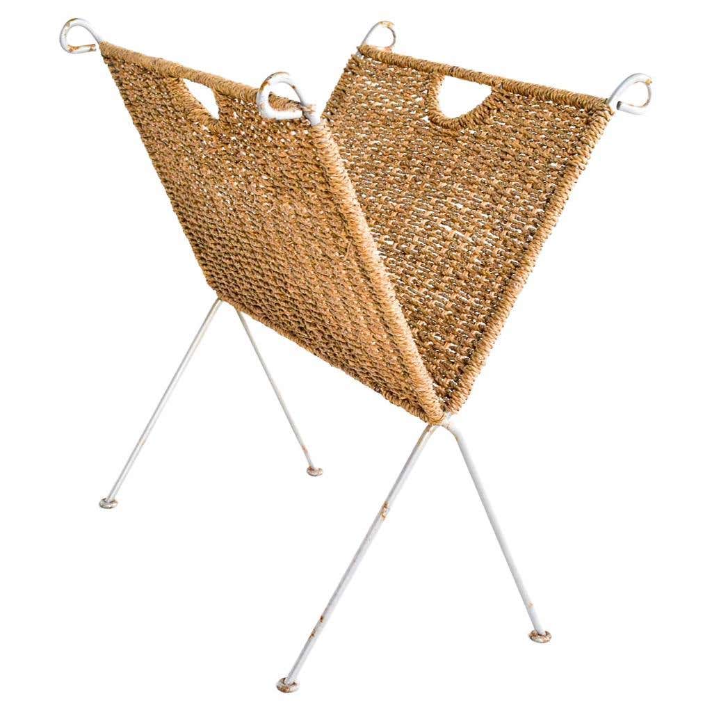 Danish Folding Paper and Metal Magazine Rack, 1960s For Sale at 1stDibs