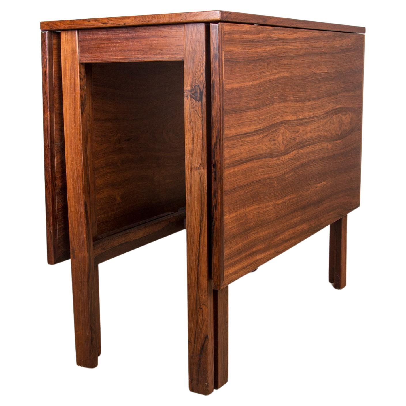 Danish Folding Table Extendable in Rosewood, with 2 Folding Extensions, 1960 For Sale