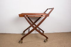 Danish folding teak rolling table by Svend Aage Madsen for Illums Bolhigus 1960.