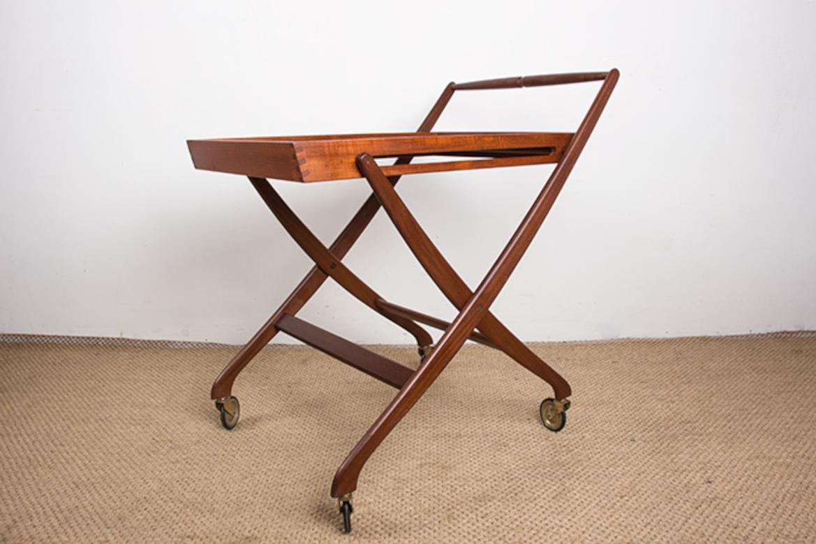 Mid-20th Century Danish folding teak rolling table by Svend Aage Madsen for Illums Bolhigus 1960. For Sale