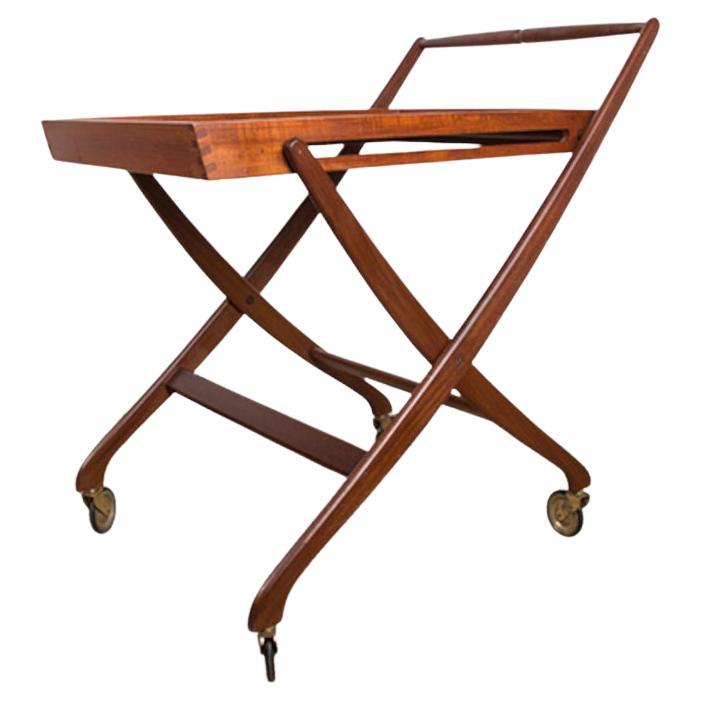 Danish folding teak rolling table by Svend Aage Madsen for Illums Bolhigus 1960.