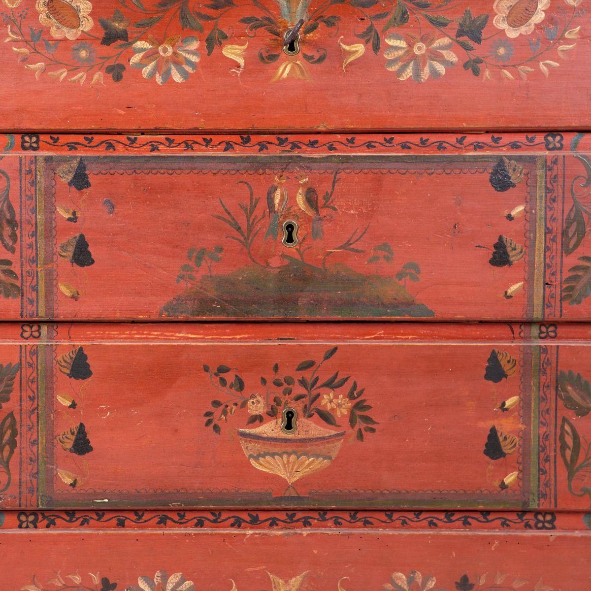 Danois Commode d'art populaire danois avec peinture originale de Niels P. Dyhr en vente